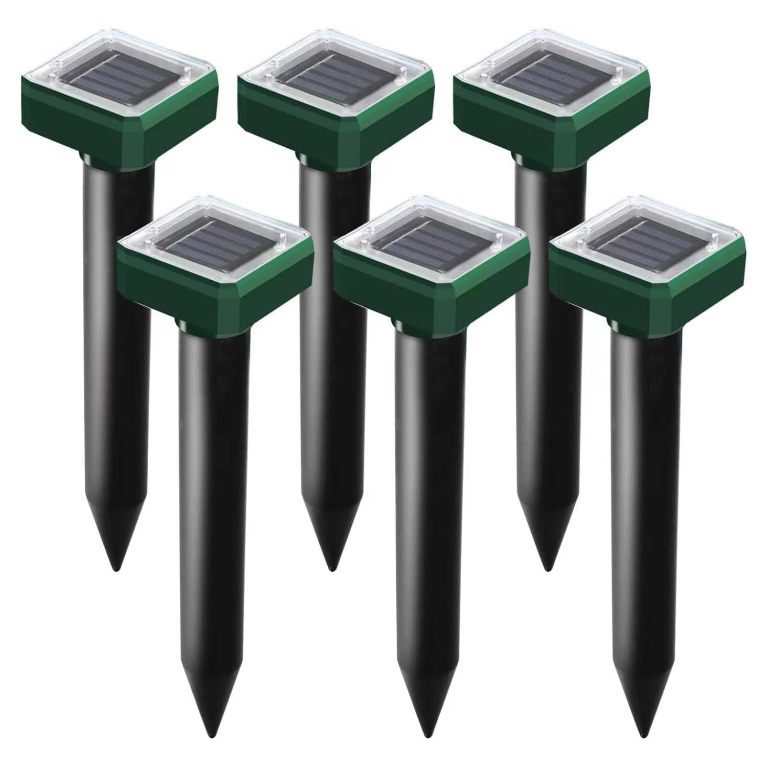 Wudkey 10-Pack Solar Powered Ultrasonic Repellent Spikes for Snake and Vole Waterproof Pest Deterrent for Garden Protection