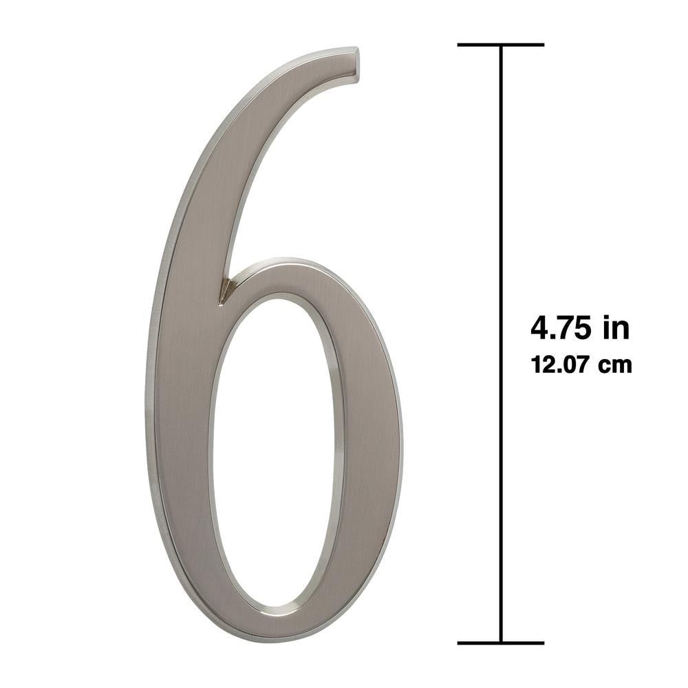 DeSign-it 4-3/4-in Satin Nickel Number 6 in the House Letters & Numbers ...