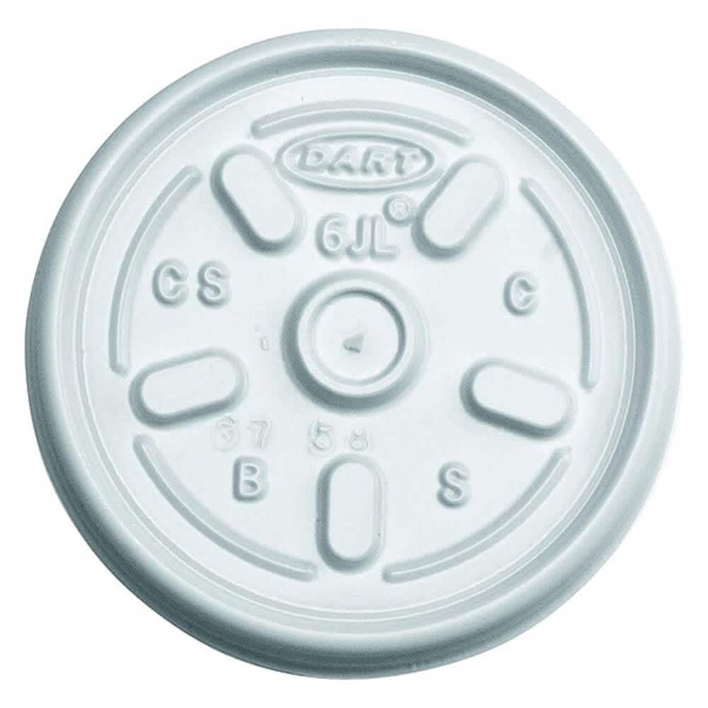 Dart Plastic Lids for Foam Containers Vented Fits 3.5 oz to 6 oz White 100/Pack 10 Packs/Carton
