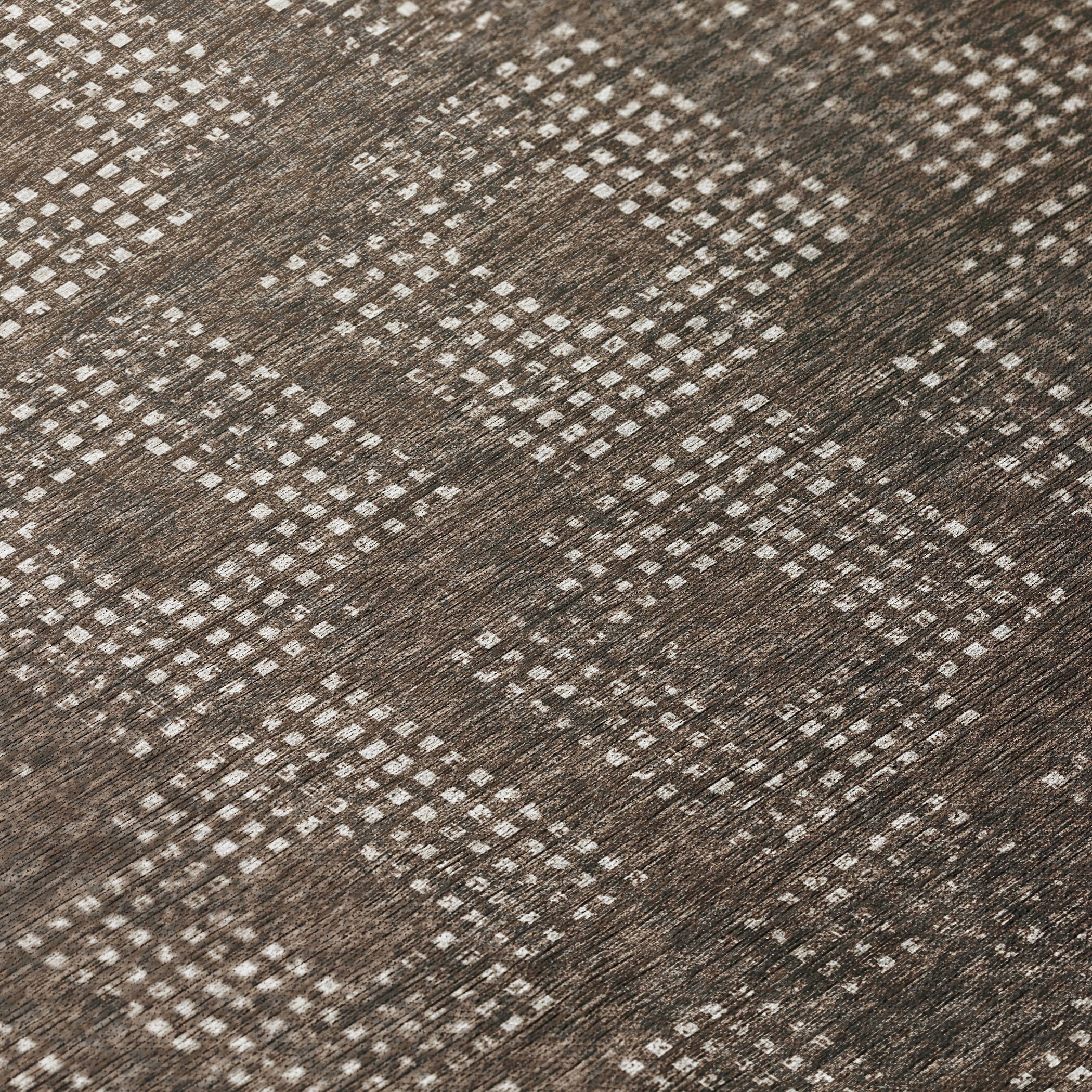 Brown Geometric Chenille 9' x 12' Washable Area Rug