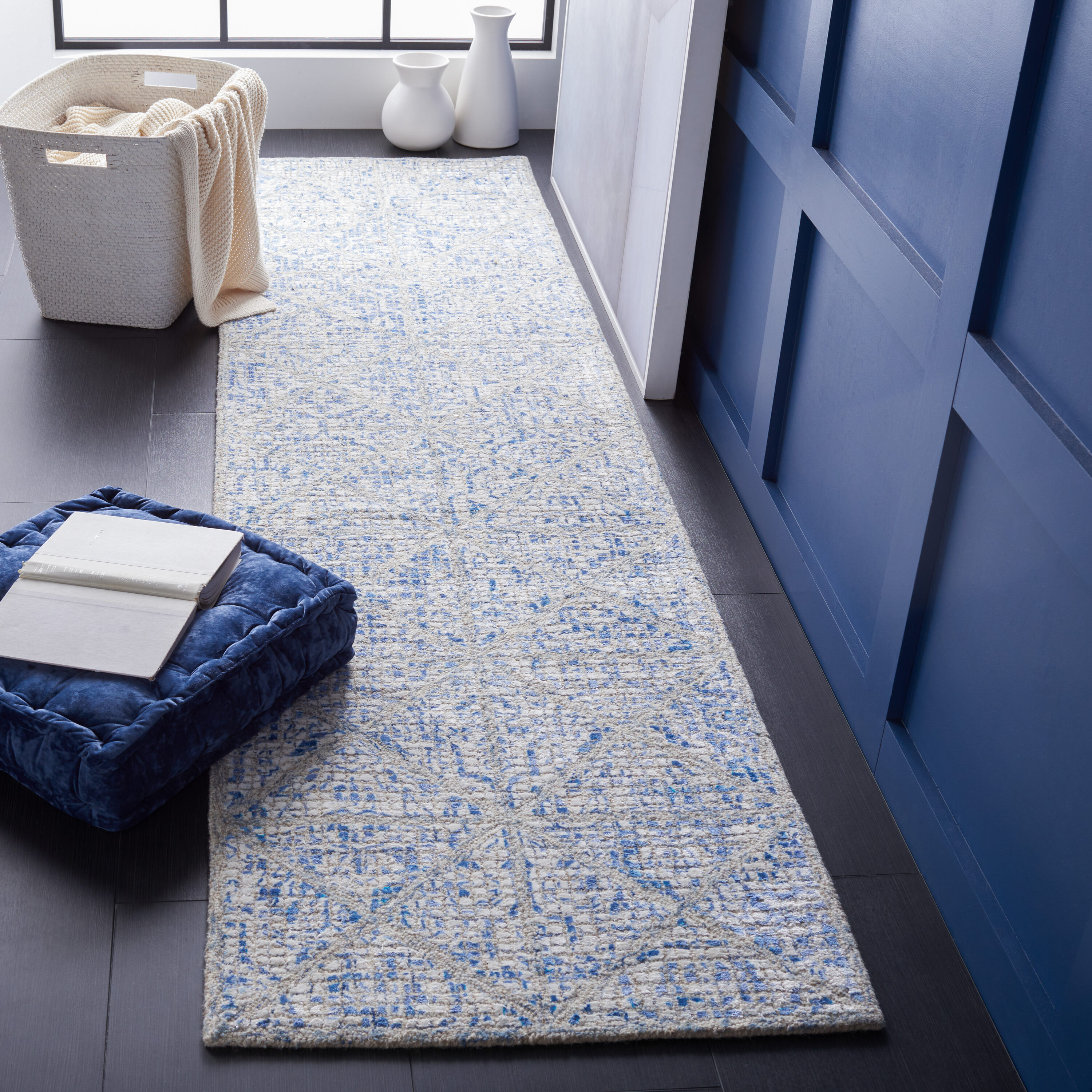  Artistry 669 Blue/Natural Transitional 2ft-3in x 9ft Runner Rug