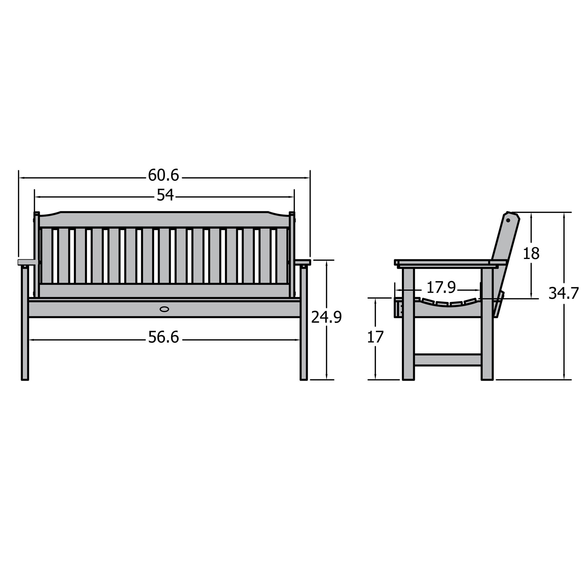 Harbor Gray 4-Foot Eco-Friendly Synthetic Wood Garden Bench