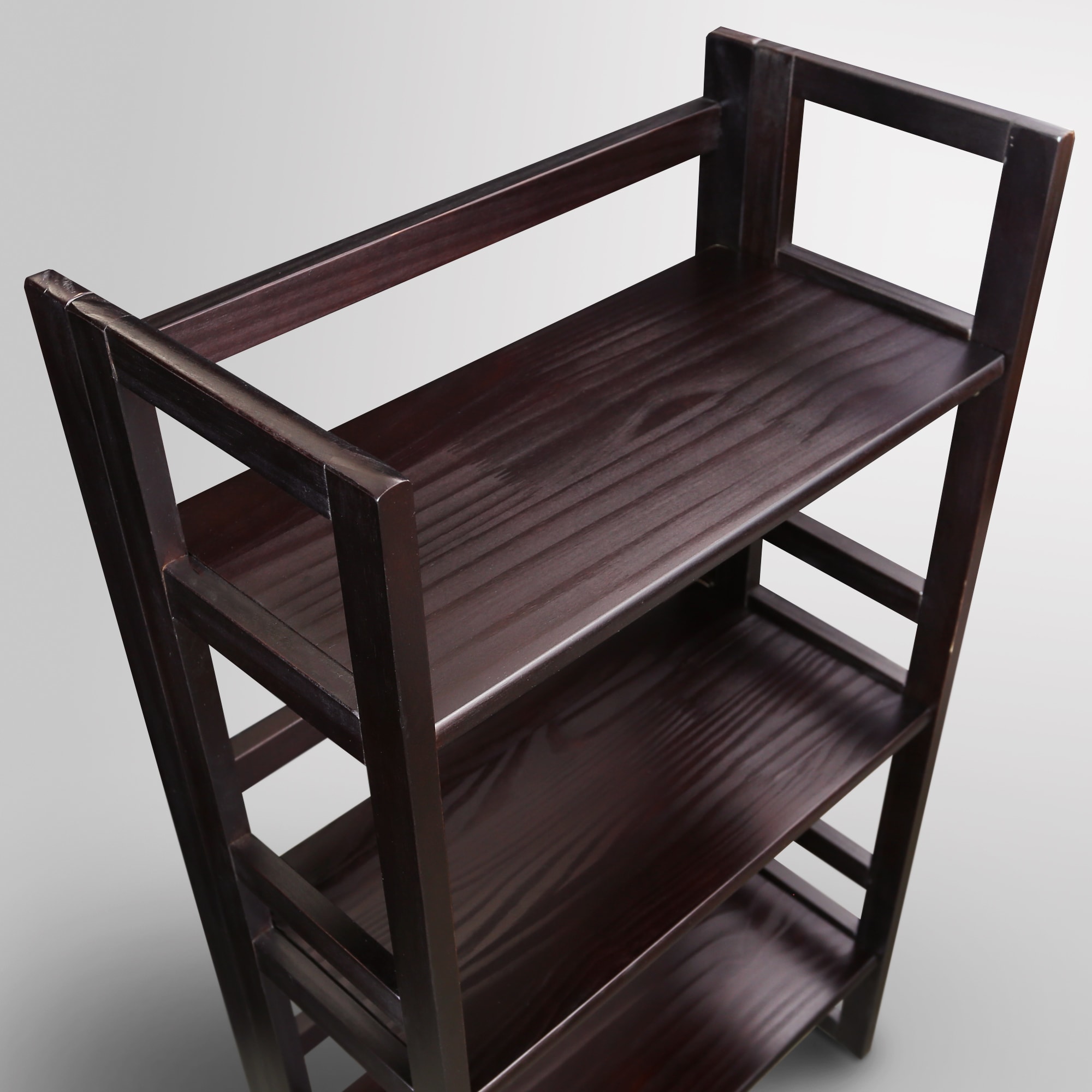 Mission Casual Espresso Solid Pine 3-Shelf Folding Bookcase