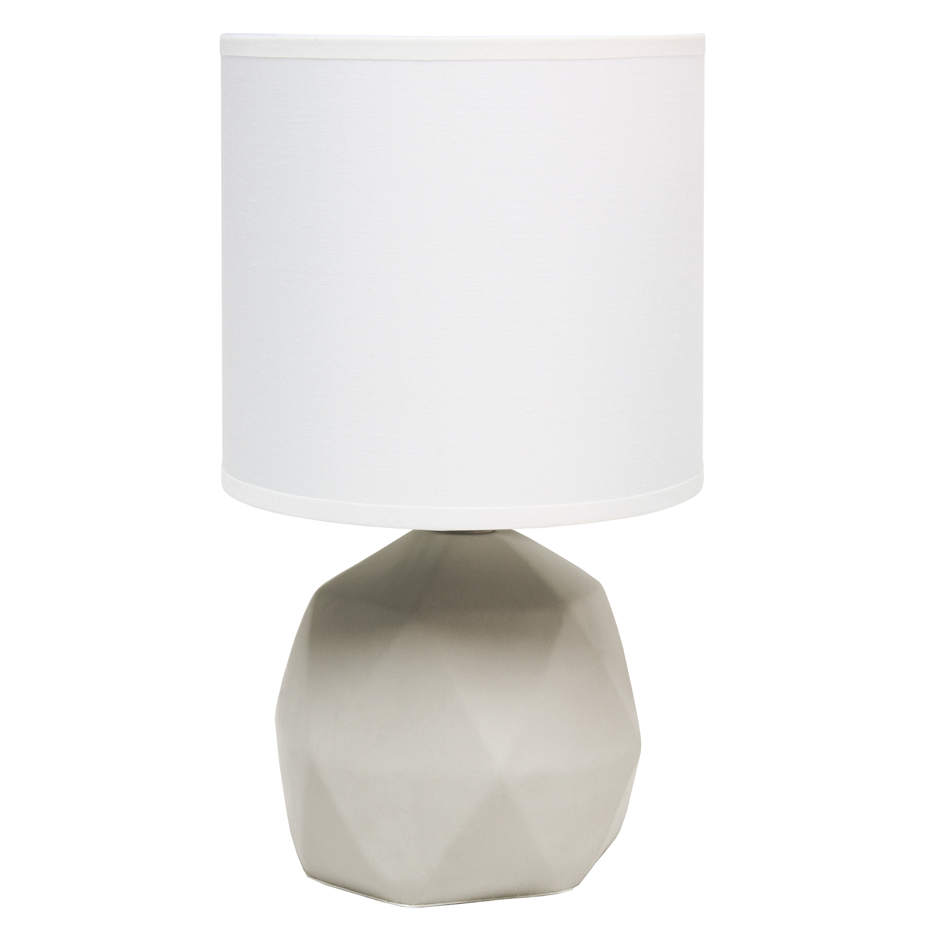 Simple Designs LT2060-WHT 10.6-in White Rotary socket Table Lamp with Fabric Shade