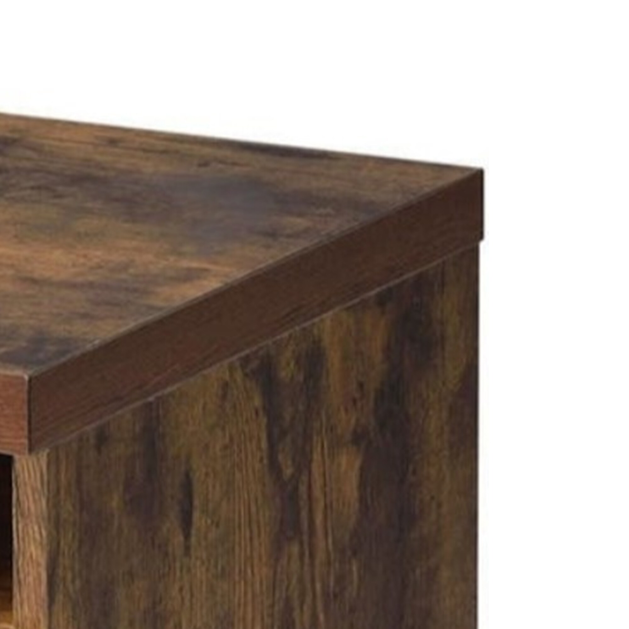 Benzara Contemporary Brown Lateral File Cabinet, 18.9  18.11  15.75in, Residential Use, Sturdy Wood and Metal Construction, Weathered Oak Brown Finish