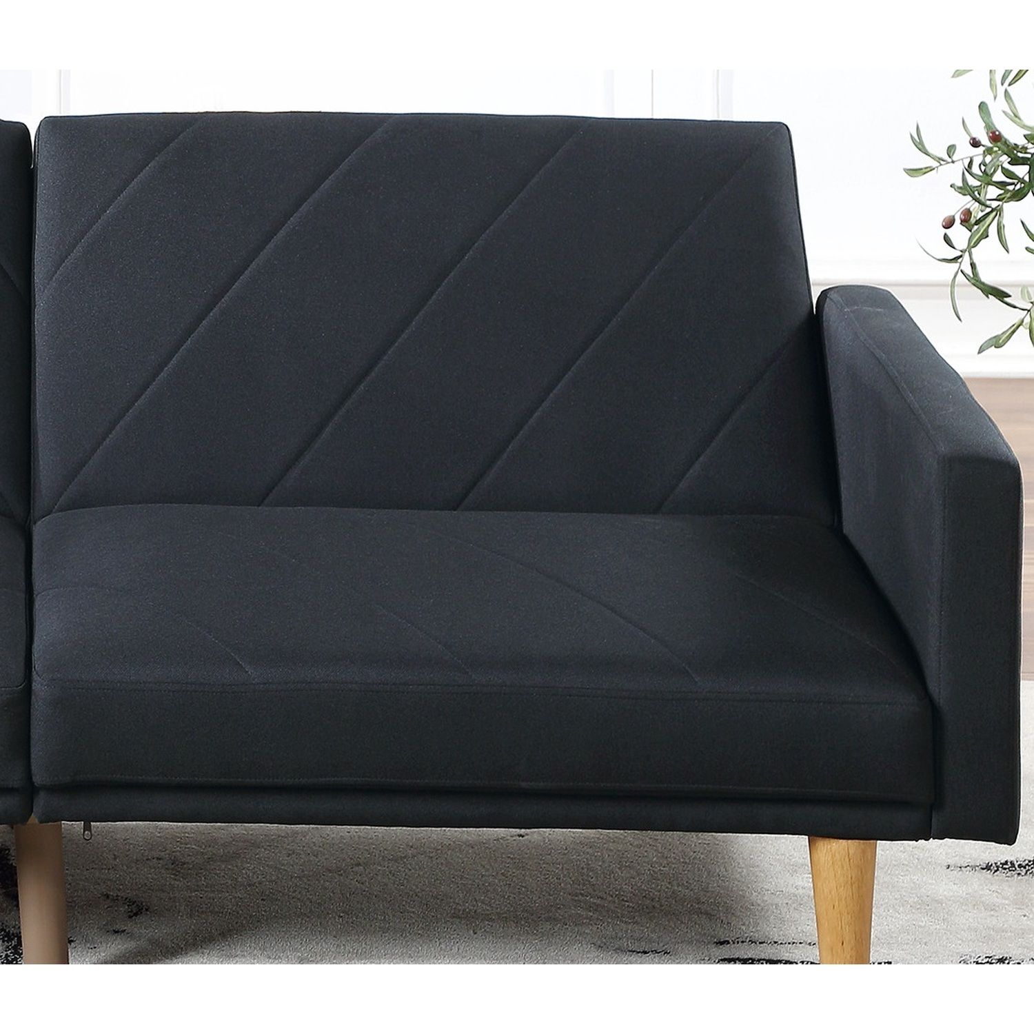 JASMODER 34.00-Inches Modern Black Linen Sofa in the Couches, Sofas ...