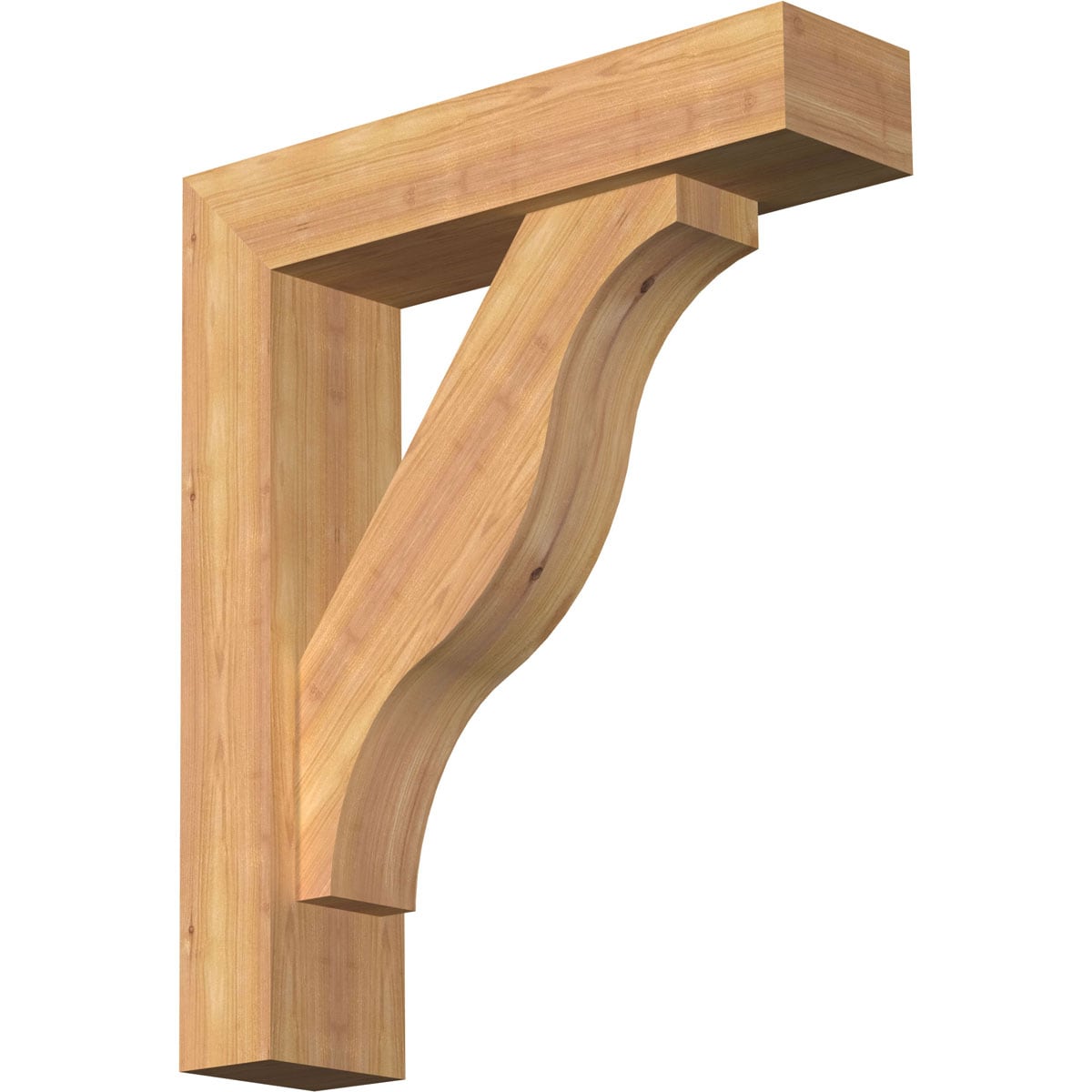 Ekena Millwork 1462342 Funston Block Smooth Bracket with Offset Brace 5-1/2-in x 22-in x 26-in Western red cedar Brown Wood Standard bracket