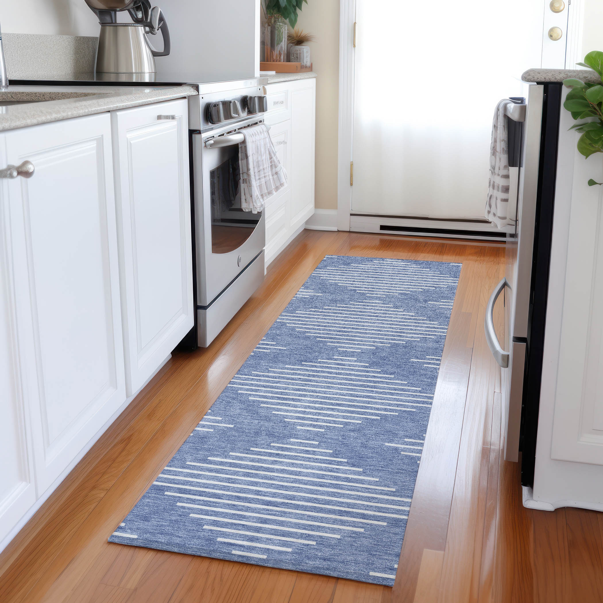 Addison Rugs ACN1016DN2X8 Chantille ACN1016DN 2 x 7 (ft) Polyester Denim Rectangular Indoor/Outdoor Geometric Machine washable Runner rug