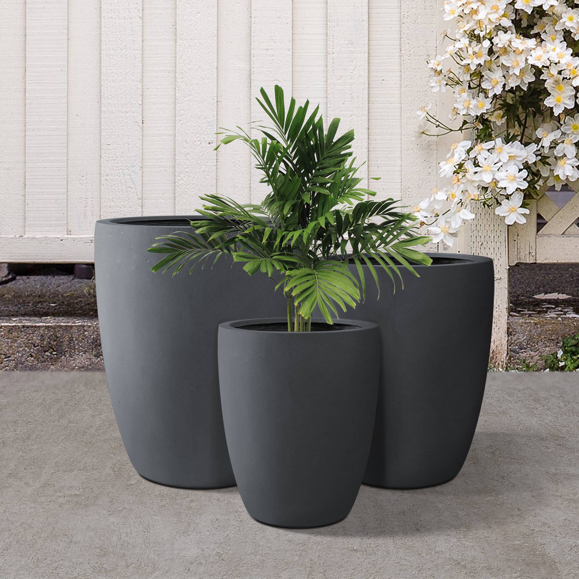 Kante 21.7 H Weathered Concrete Tall Planter, Large Outdoor Indoor  Decorative Pot with Drainage Hole and Rubber Plug, Modern Round Style for  Home and