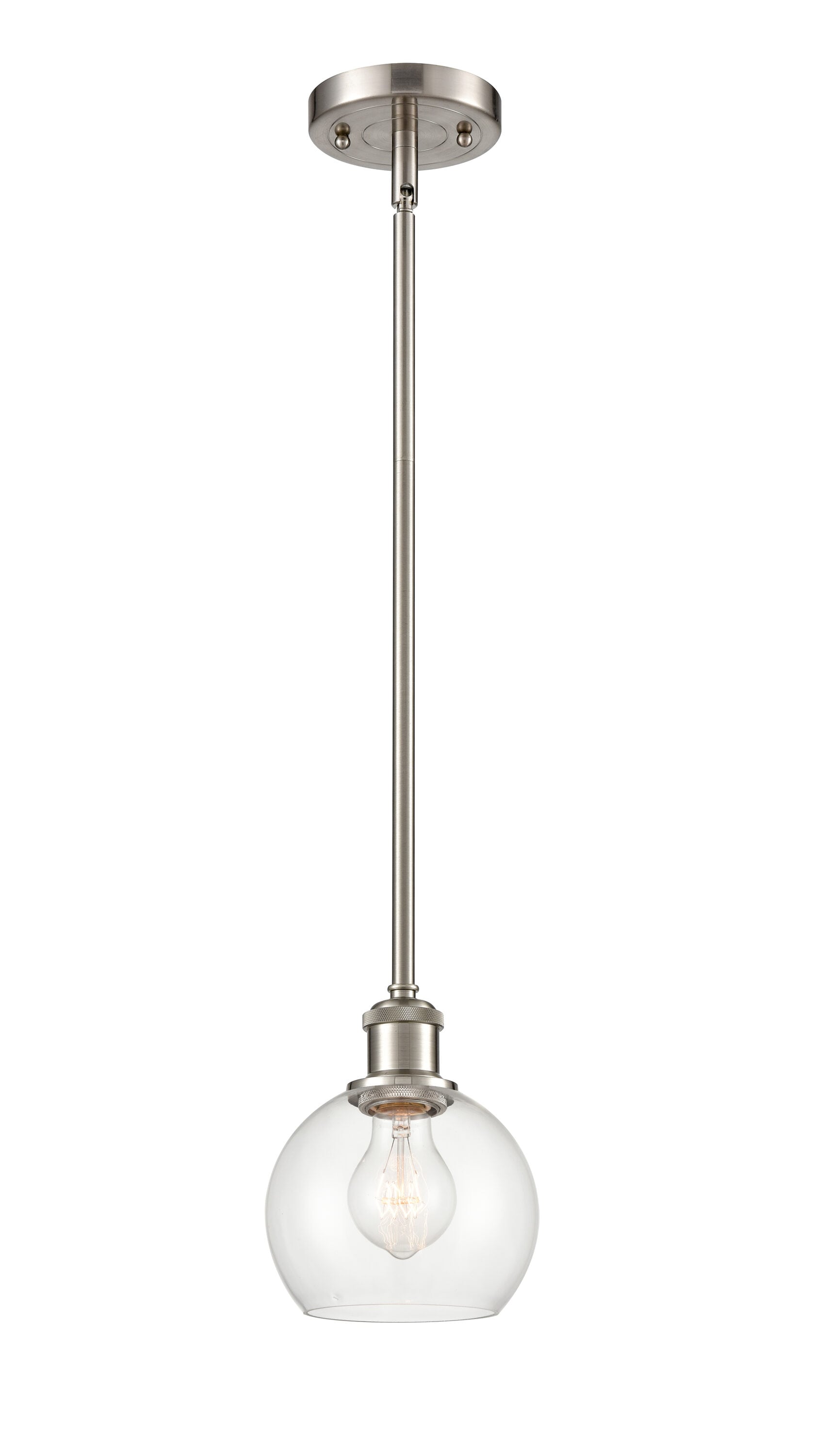 Innovations Lighting 516-1S-SN-G122-6 Athens 1 -Light Brushed Satin Nickel, Clear Industrial Clear glass Globe Mini Hanging Pendant light