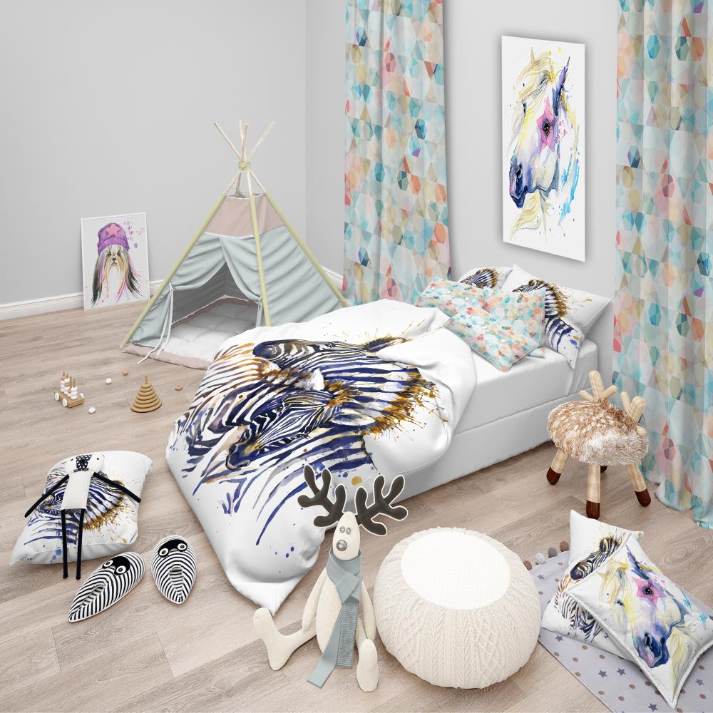 Designart BED13449-T 3 -Piece Blue Twin Duvet cover Set