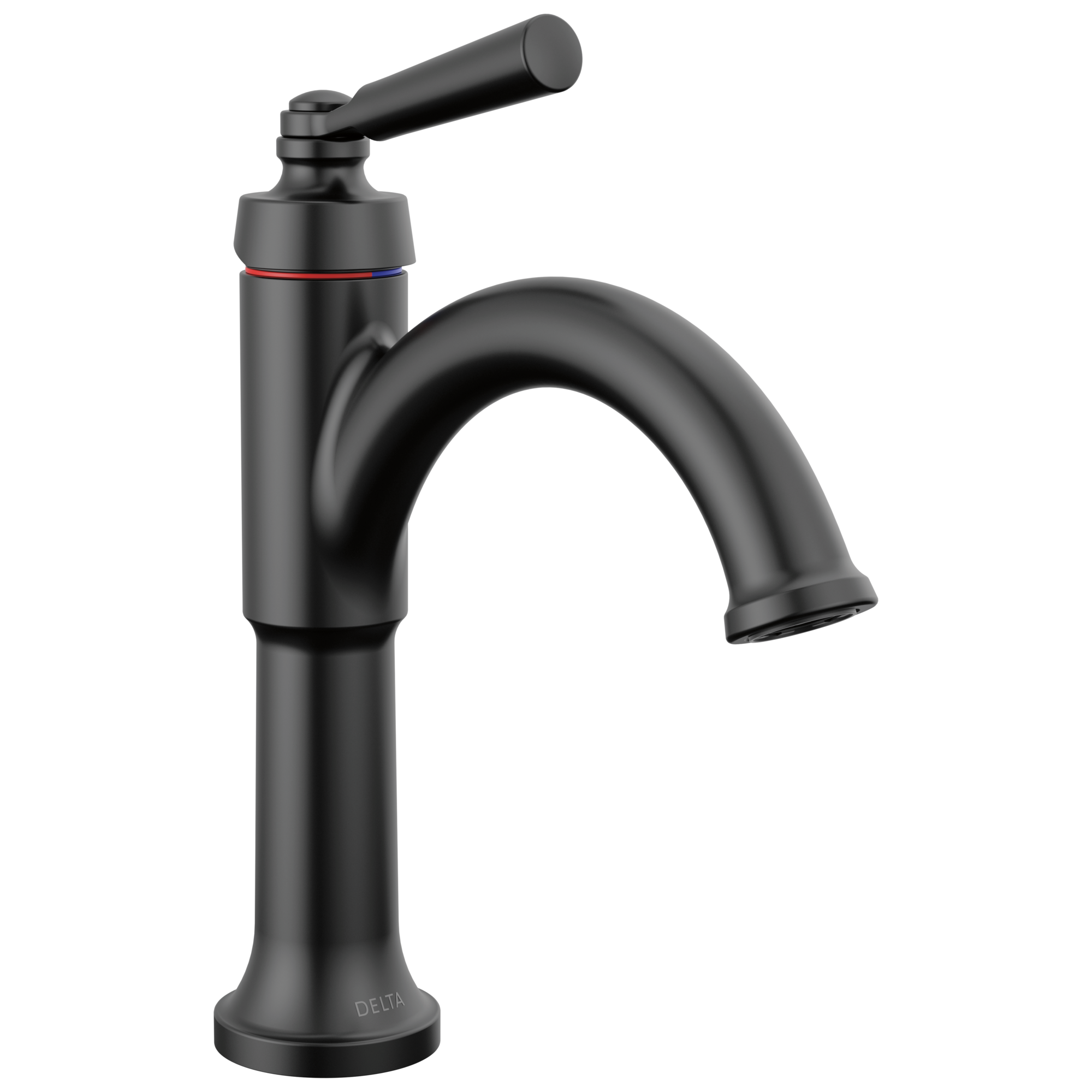 Delta 535-BLMPU-DST Saylor Matte Black Single hole 1-handle WaterSense Mid-arc Residential Handle Bathroom Sink Faucet with Drain with Deck Plate