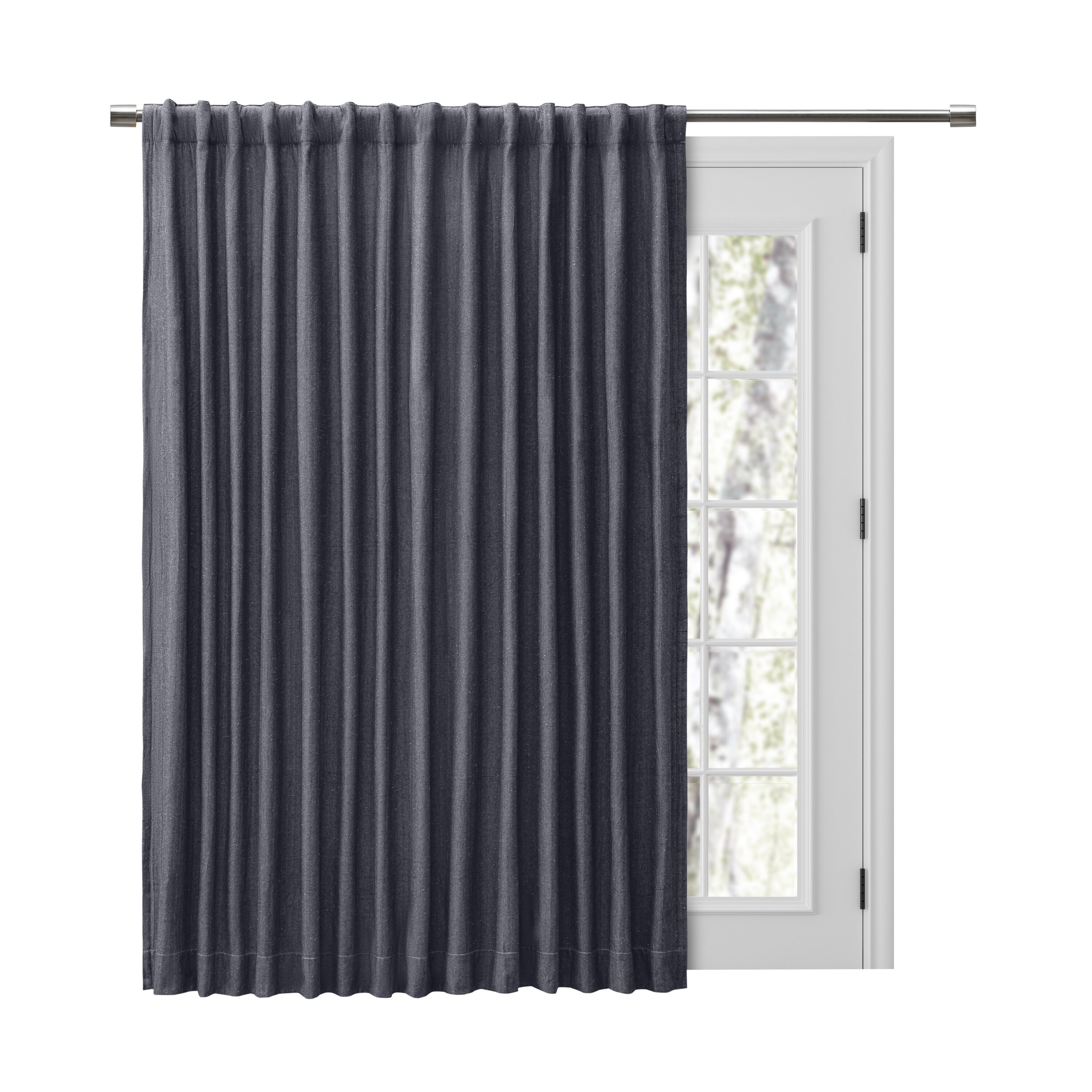 Ricardo Trading 04360-70-484-35 84-Inches Navy Chevron Light filtering Back tab/Pinch pleat/Rod pocket Single curtain panel