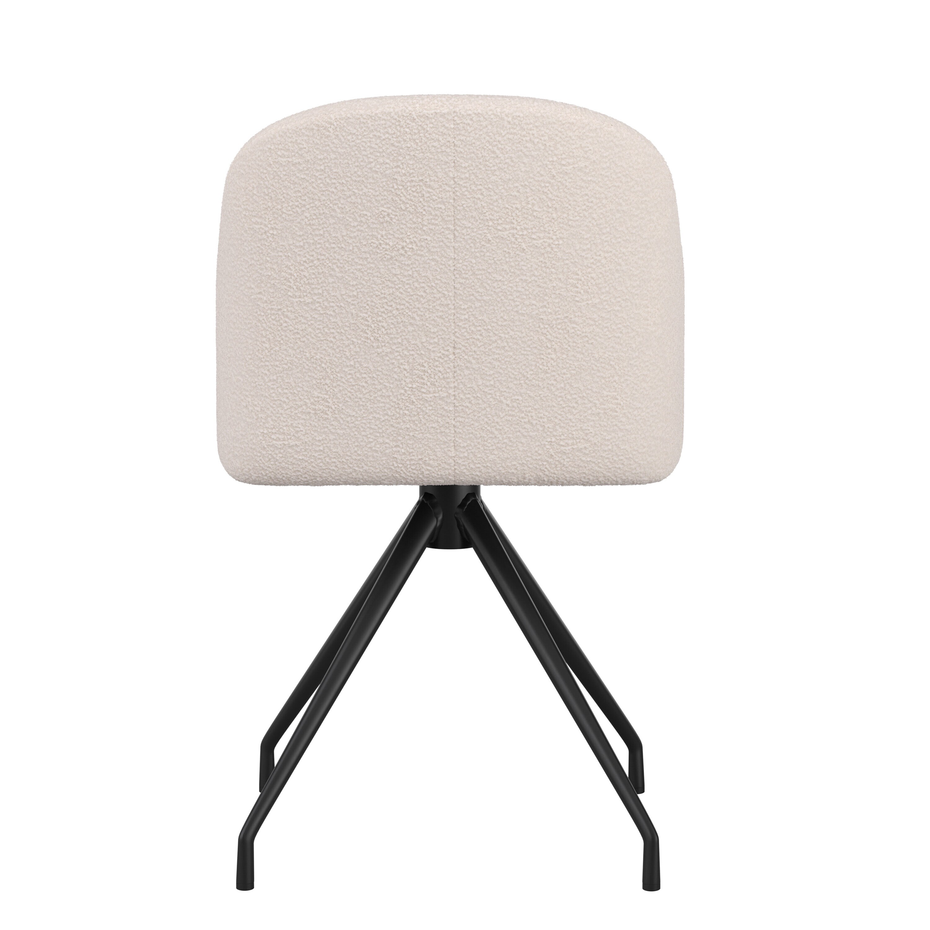 White Boucle Upholstered Office Chair with Oil Rubbed Bronze Frame