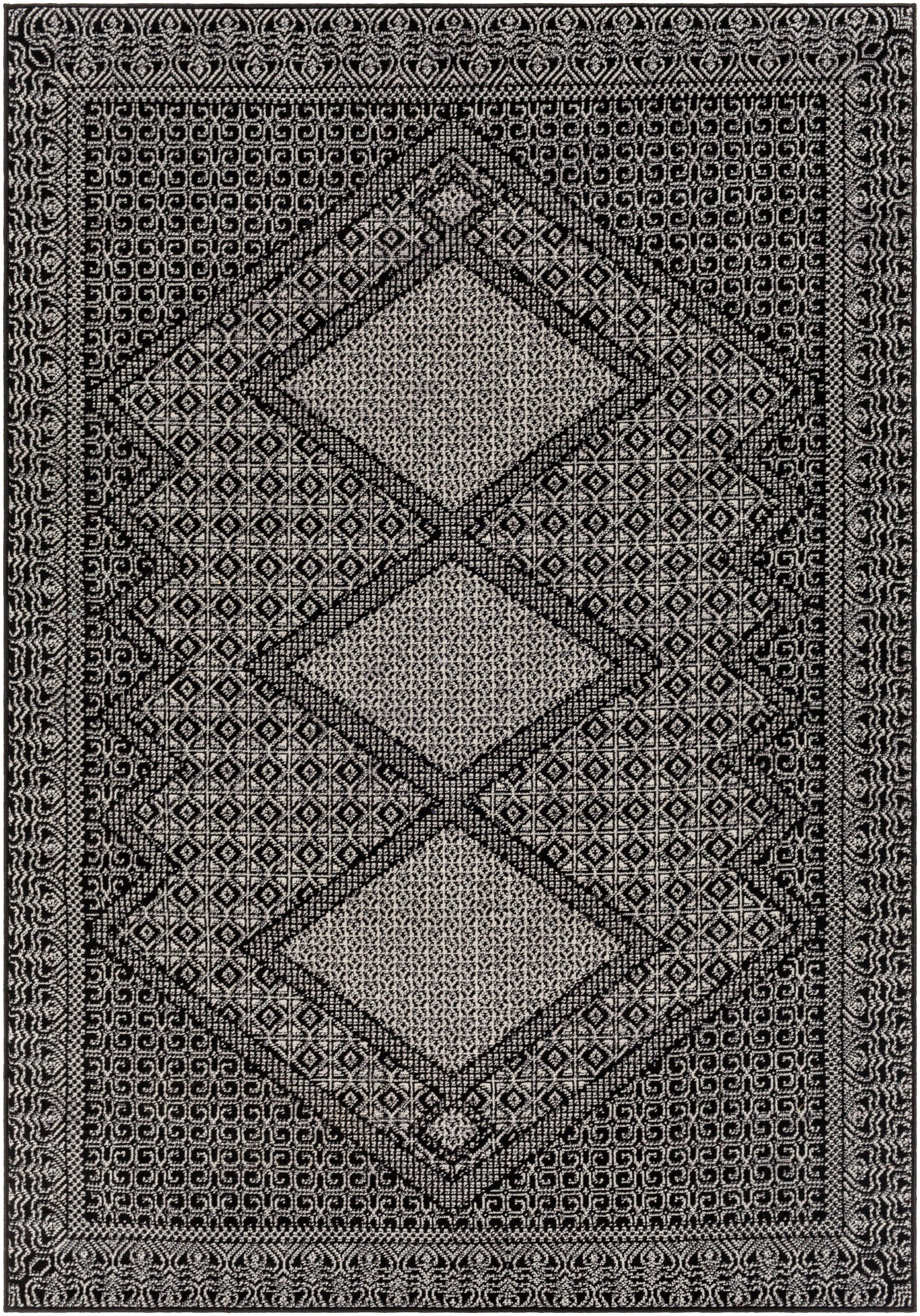 Livabliss PSS2346-679 Pisa 7 x 9 (ft) Polypropylene Dark Gray Rectangular Indoor Medallion Global Area rug