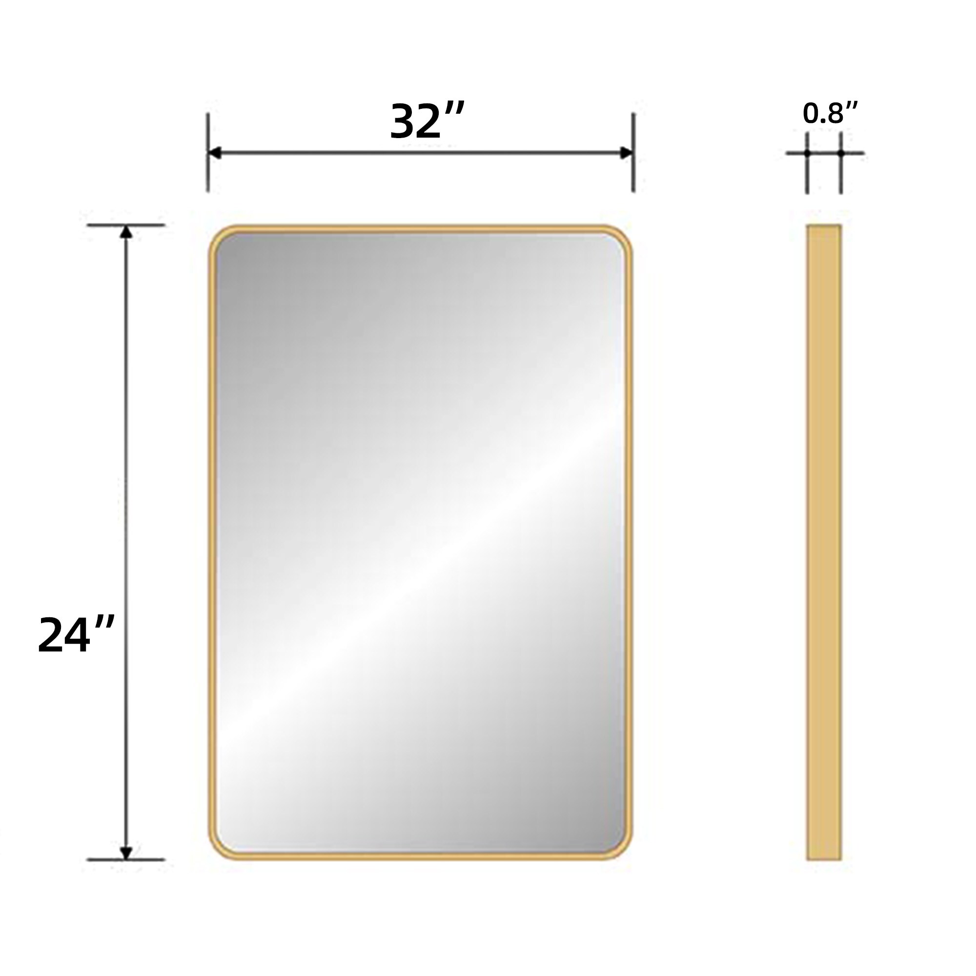 AAZJ BS 24-in x 32-in Framed Bathroom Vanity Mirror (Gold) ASY-MR2430GD ...