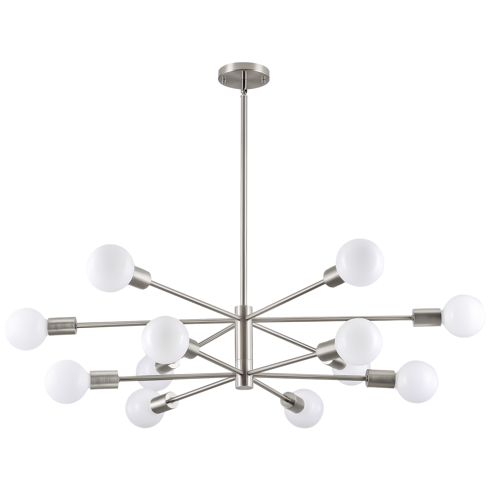 CO-Z CCL-MS12-NI 12 -Light Brushed Nickel Modern/contemporary Bare bulb For Use in Bedrooms, Dining Rooms, Foyers, Kitchens, Living Rooms Chandelier