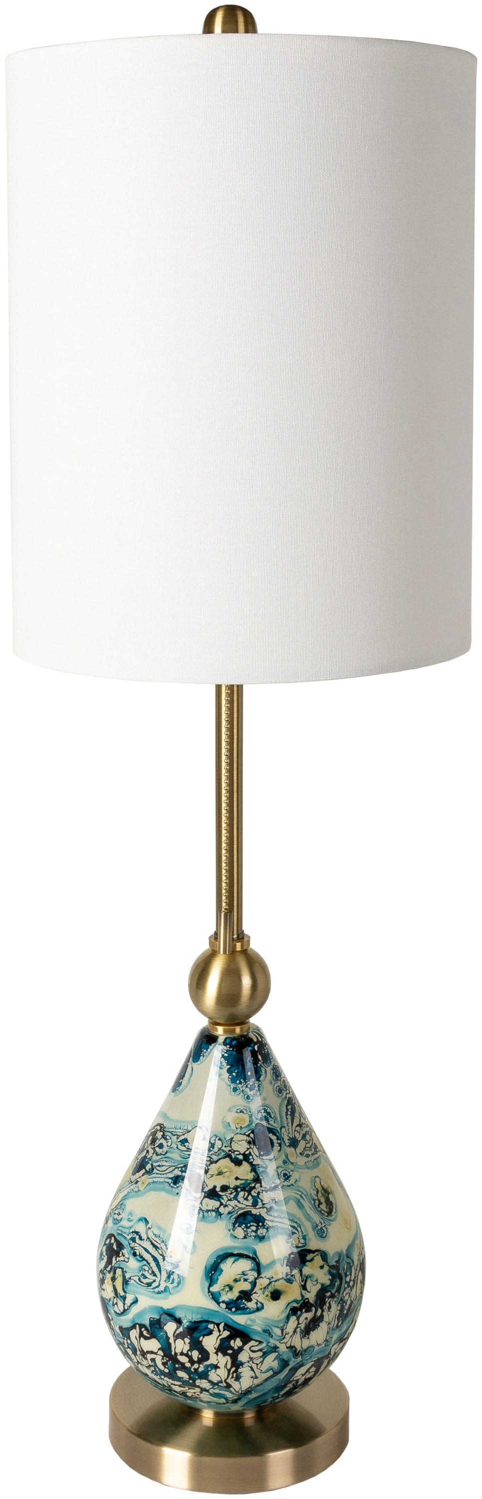 Livabliss SNR-001 Snicarte 33-in Dark Blue/Multi 3-way Table Lamp with Linen Shade
