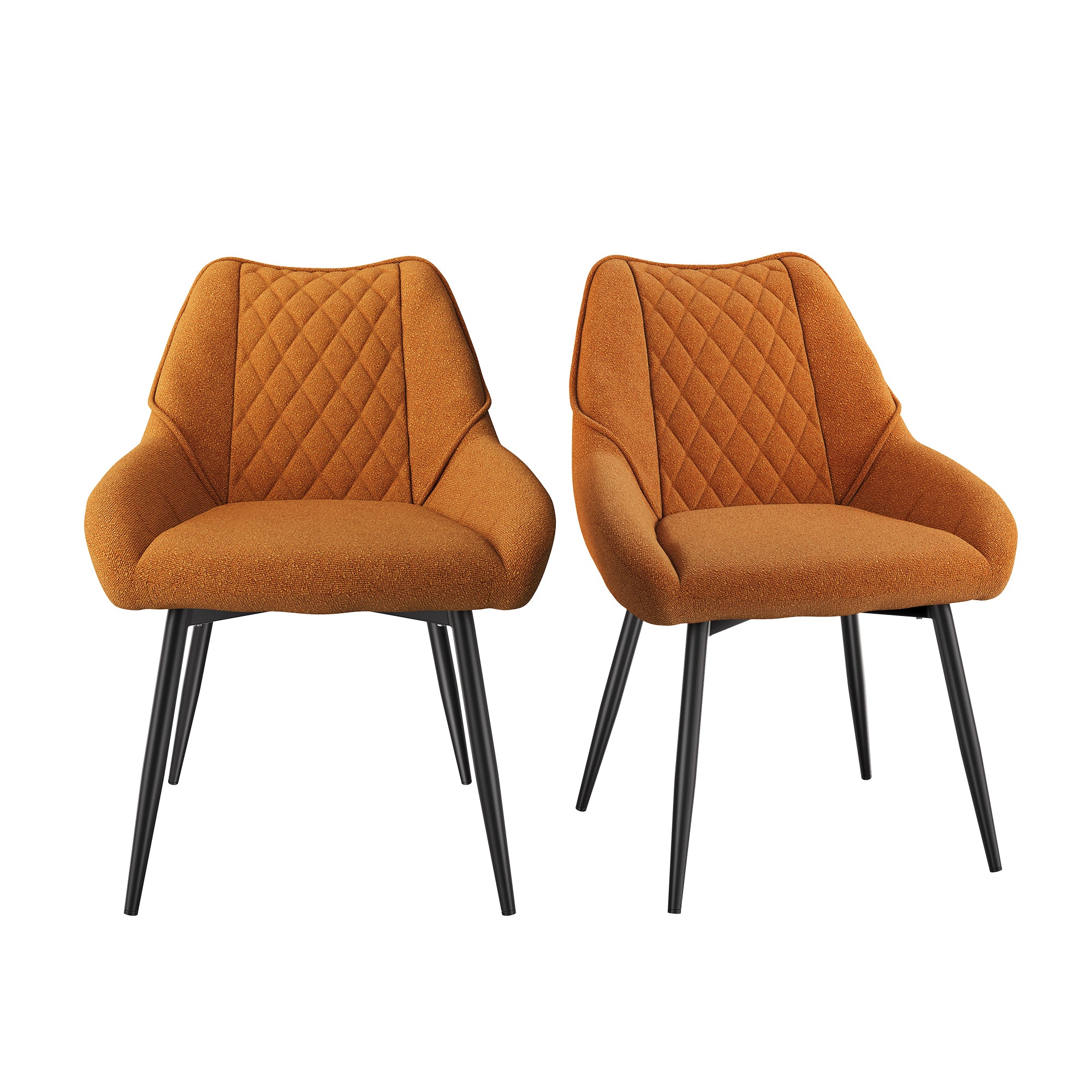 Boyel Living BLDC2353YE Yellow Fabric Diamond Shaped Soft Side Chair with Metal Legs(Set of 2)