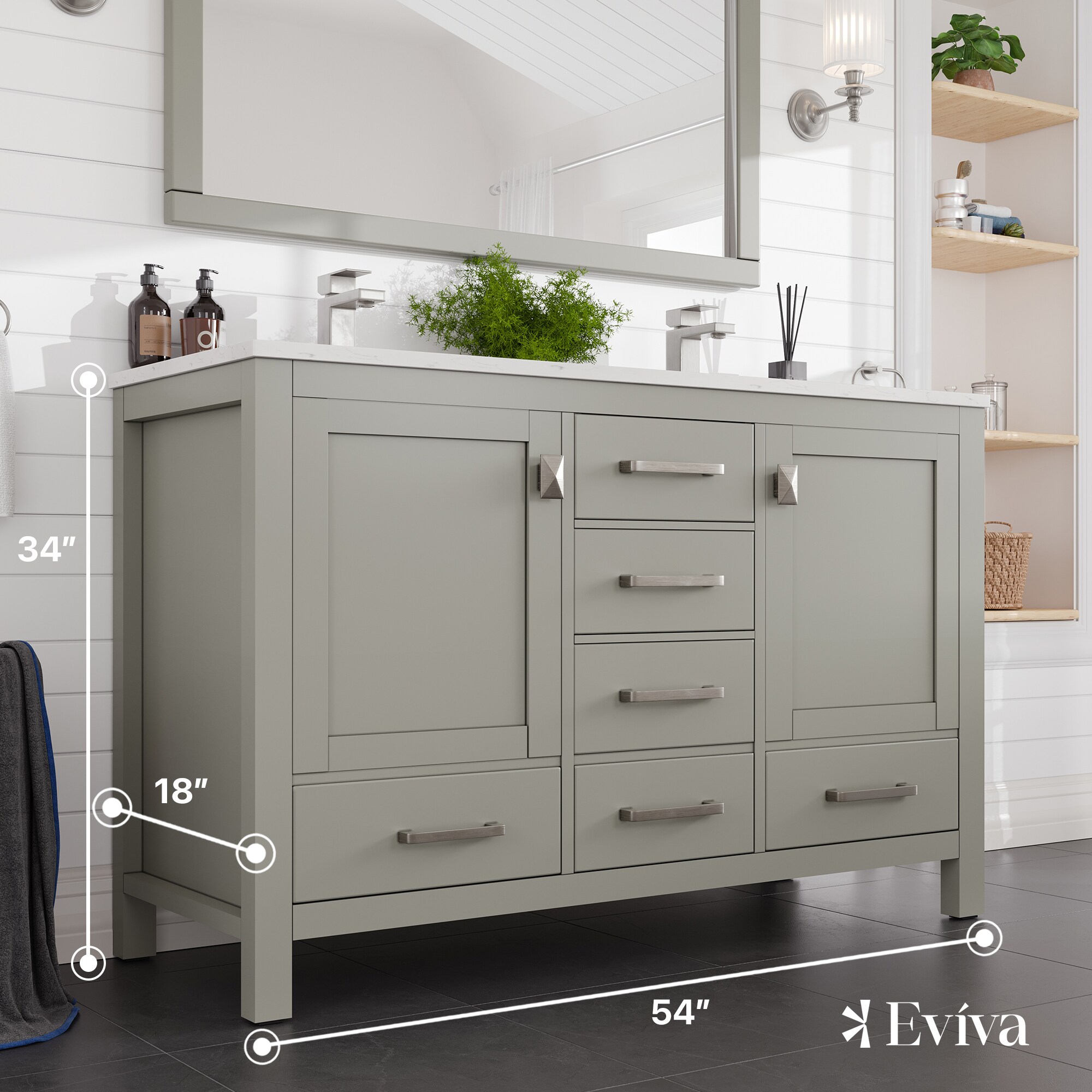 Eviva TVN414-54X18GR-DS-Q Bath-Vanity-Combo - View #2