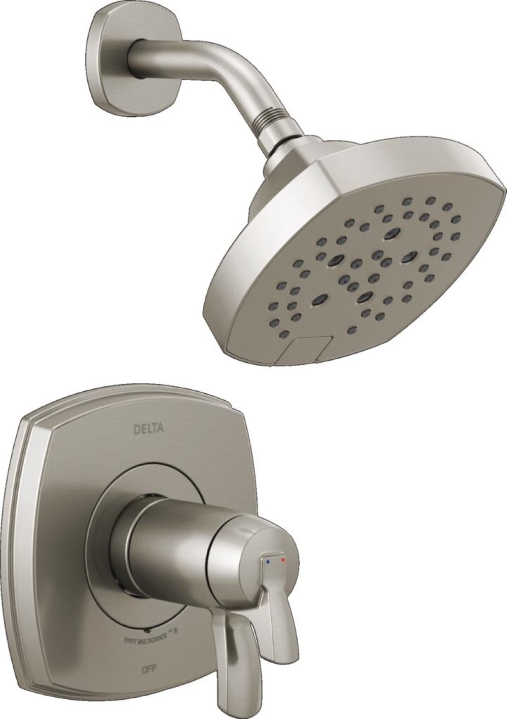 Delta T17T276-SS-PR Stryke Lumicoat Stainless 1-handle Multi-function 7.0-Inches Round Shower Faucet