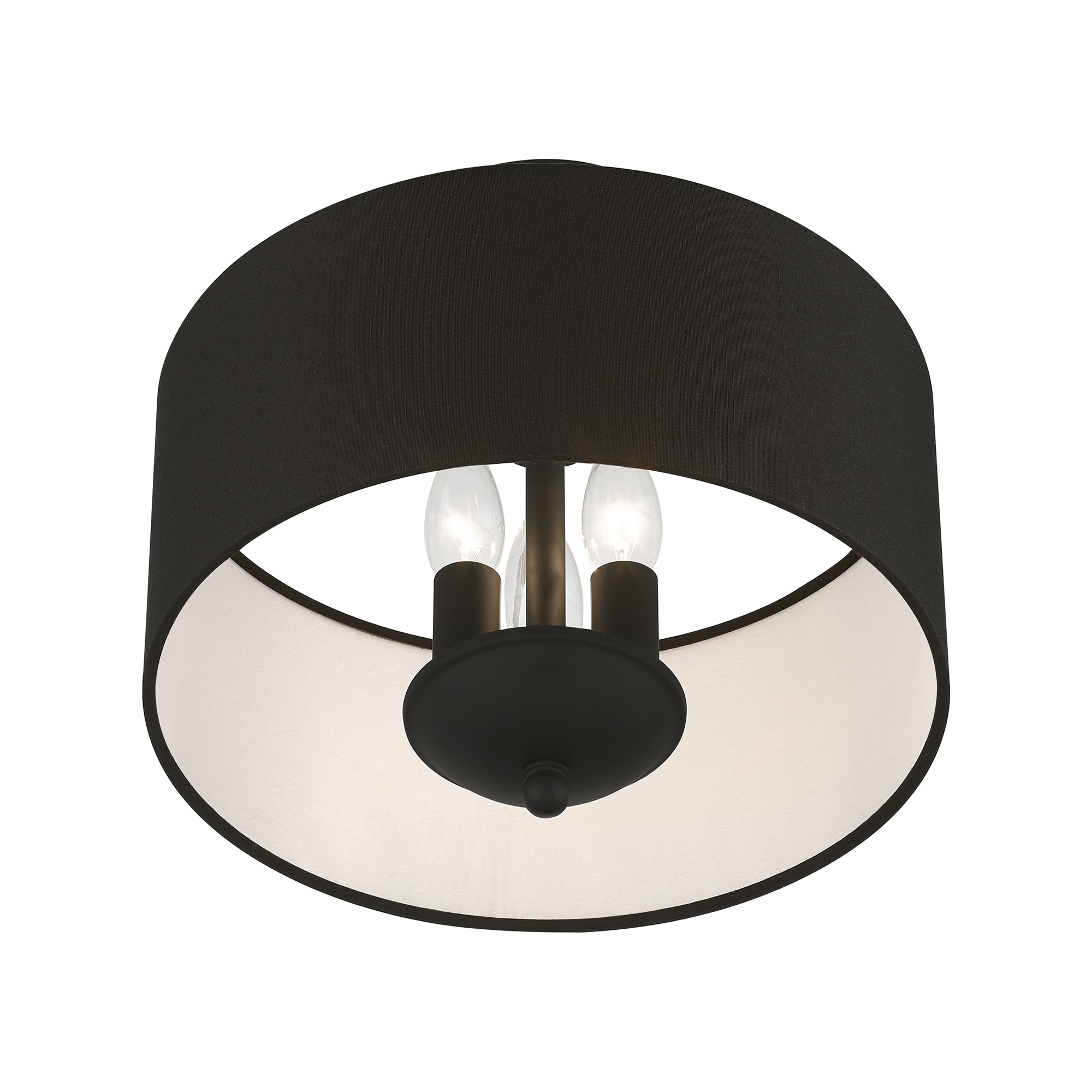 Bainbridge Black 3-Light Transitional Semi-Flush Drum Light