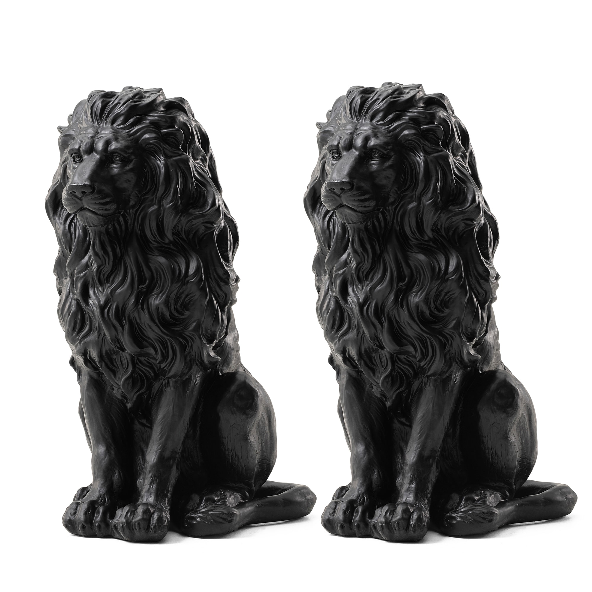 Glitzhome 2025400056 20.75-Inches H x 9.75-Inches W Black Lion Garden Statue