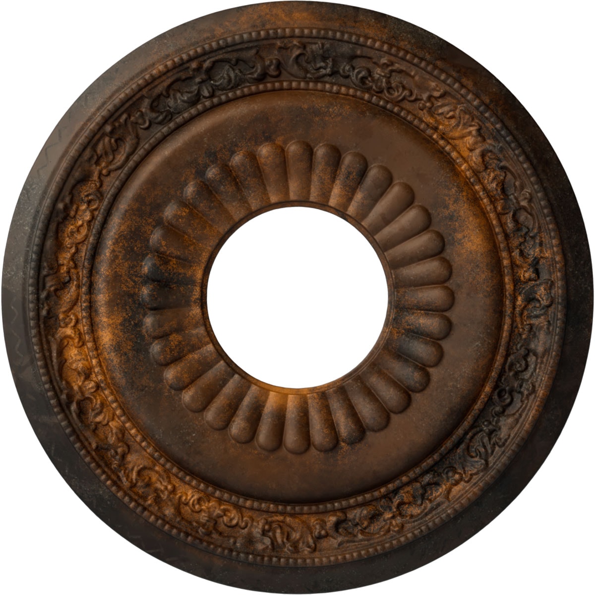 Ekena Millwork CM20LNRUS Lauren 20.625-in W x 20.625-in L Painted Rust Polyurethane Whole Ceiling Medallion