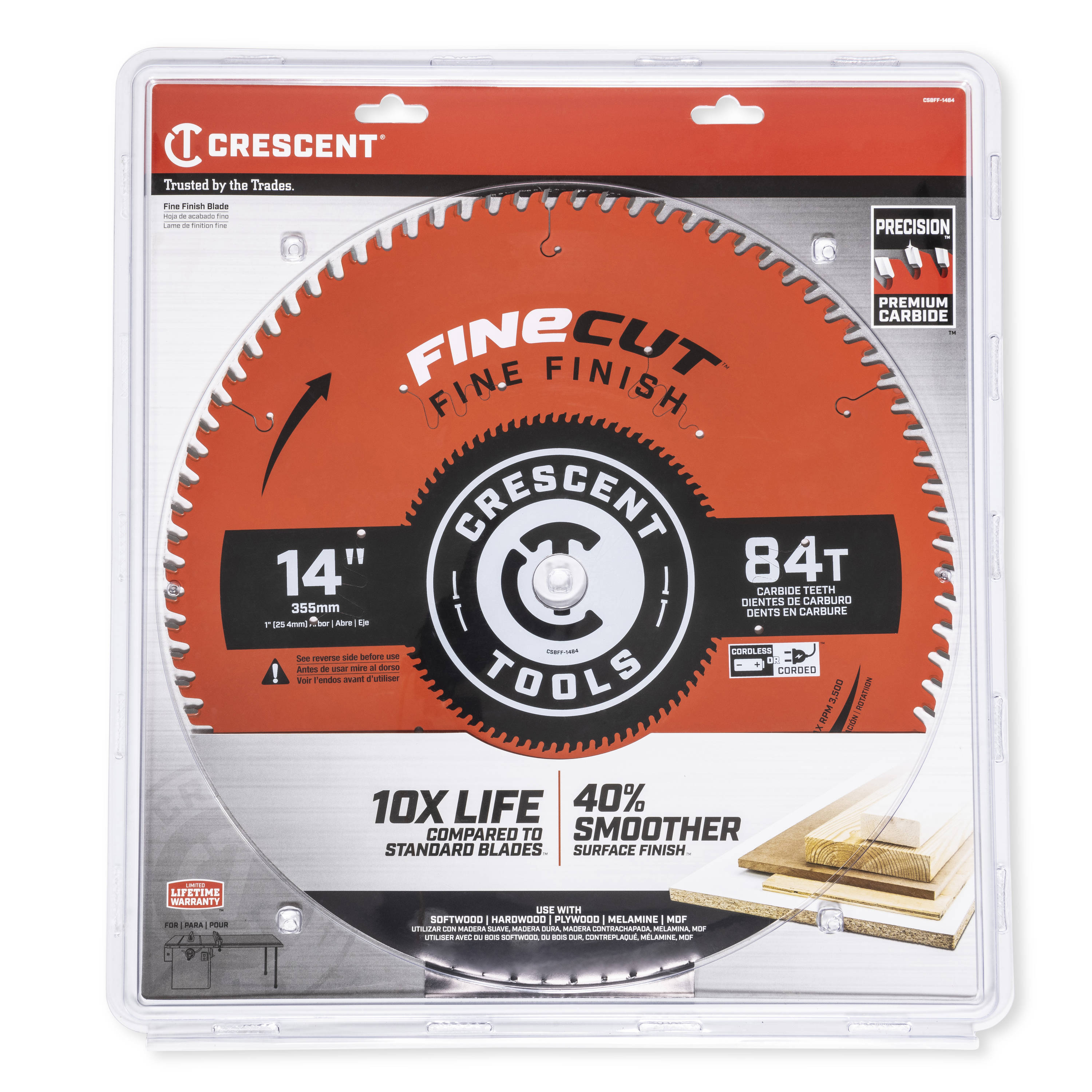 Crescent Fine Finish 14-in 84-Tooth Fine Finish Carbide Circular Saw Blade  in the Circular Saw Blades department at