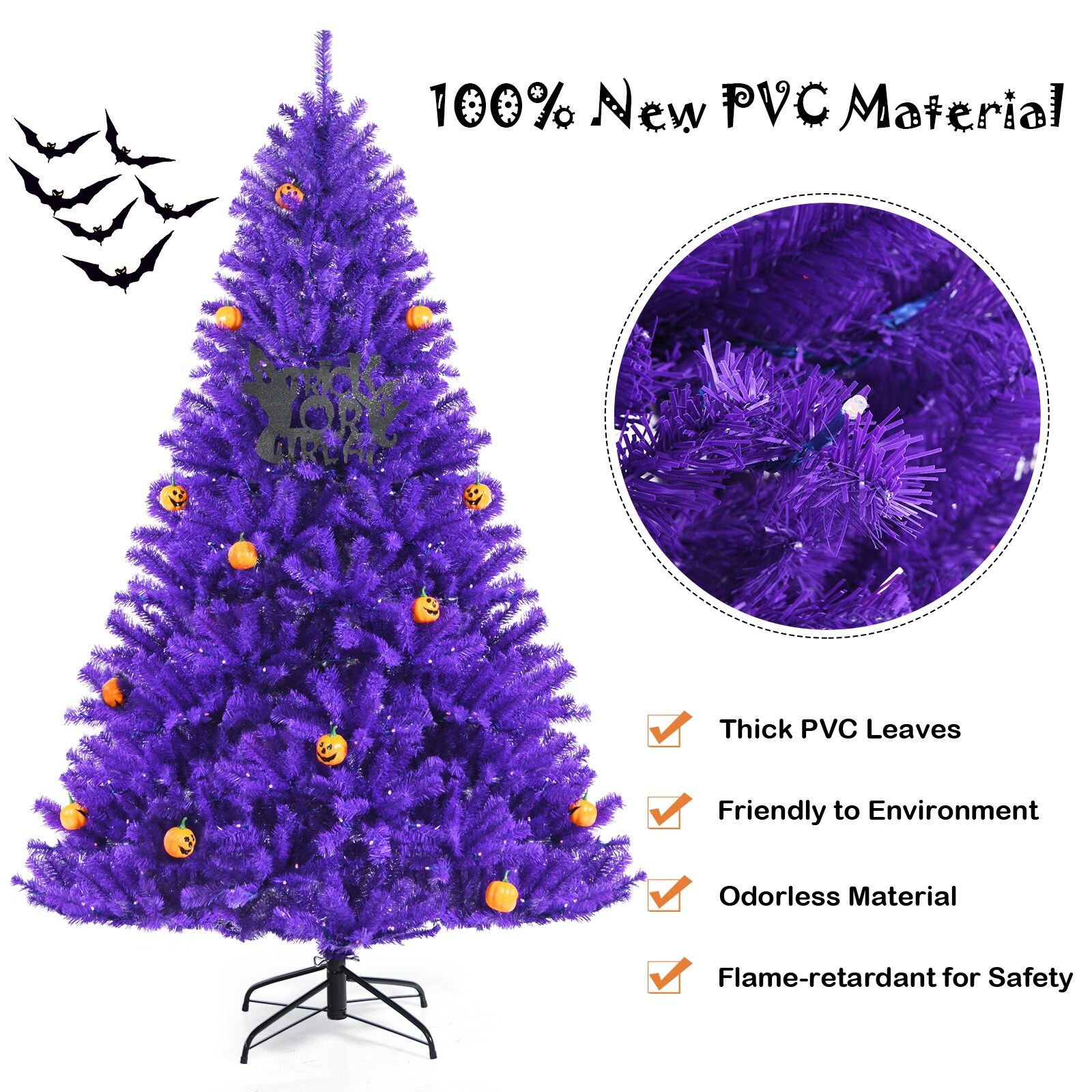 WELLFOR 6-ft Pine Pre-lit Purple Artificial Christmas Tree with