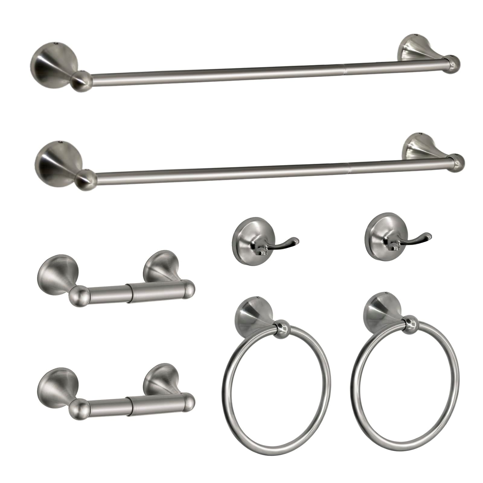 TNSO - 8 Pcs Brushed Nickel Adjustable Expandable Towel Bars Towel Ring Toilet Paper Holder Y Sha...