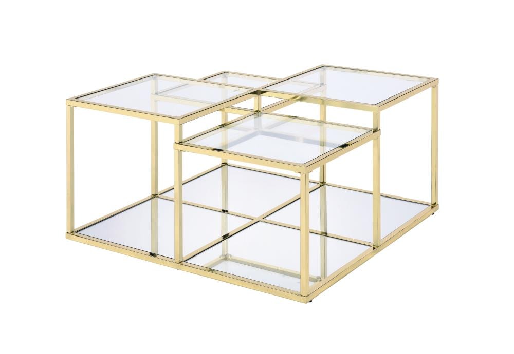 ACME FURNITURE 83470 Uchenna Glass Modern Coffee Table with Storage