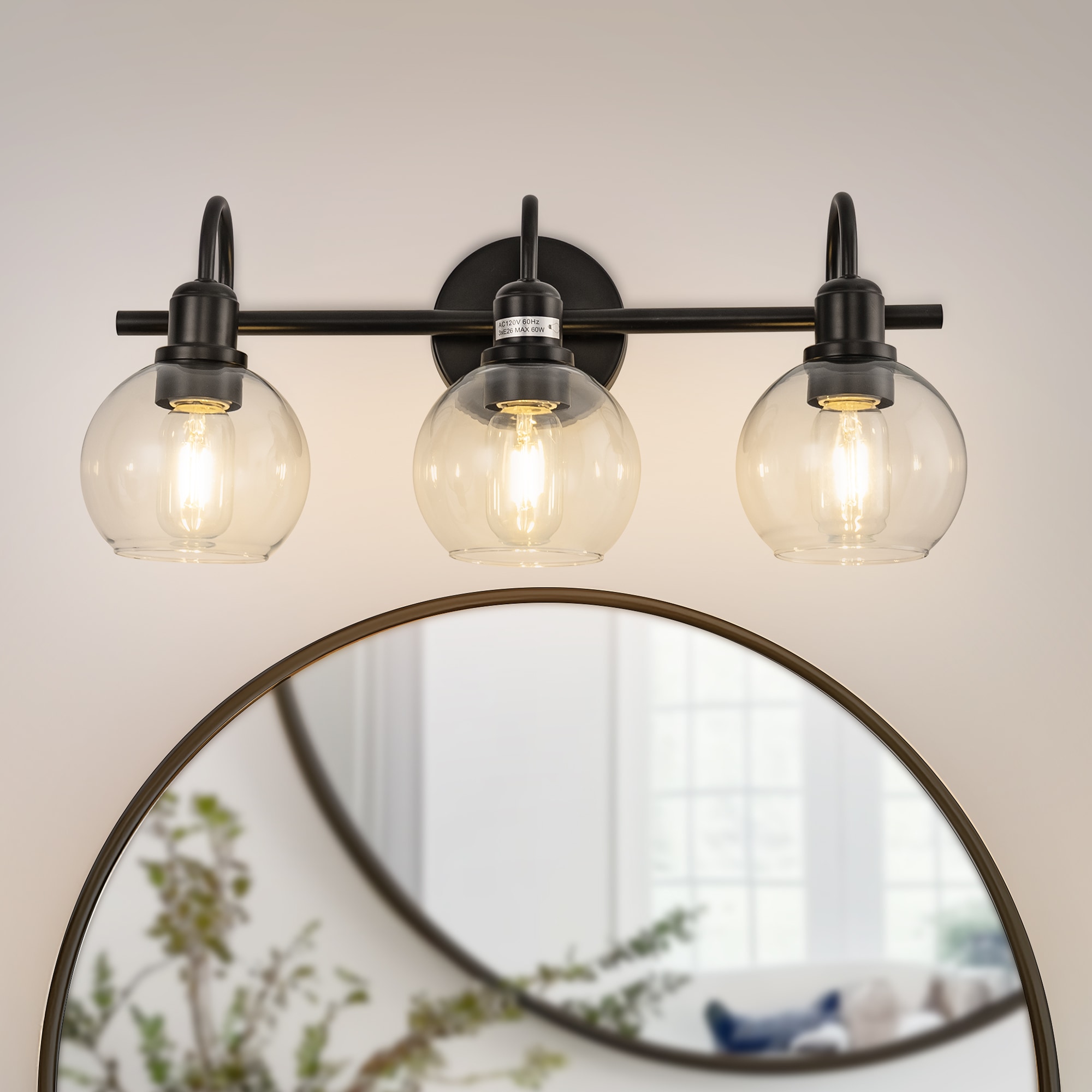 YANSUN LA-ZY-JQ33401CBL-11 19.68-in 3 -Light Matte Black Industrial Vanity light