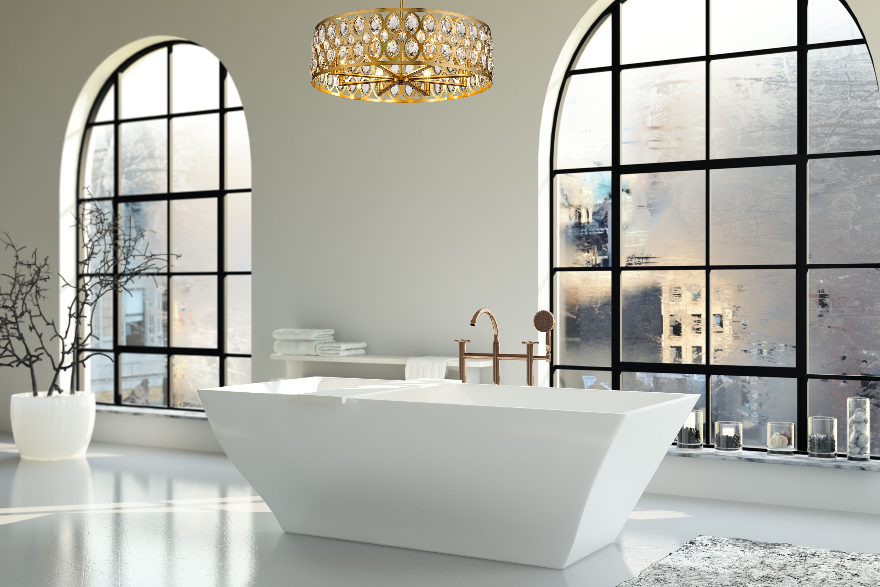 Heirloom Brass and Crystal 8-Light Chandelier