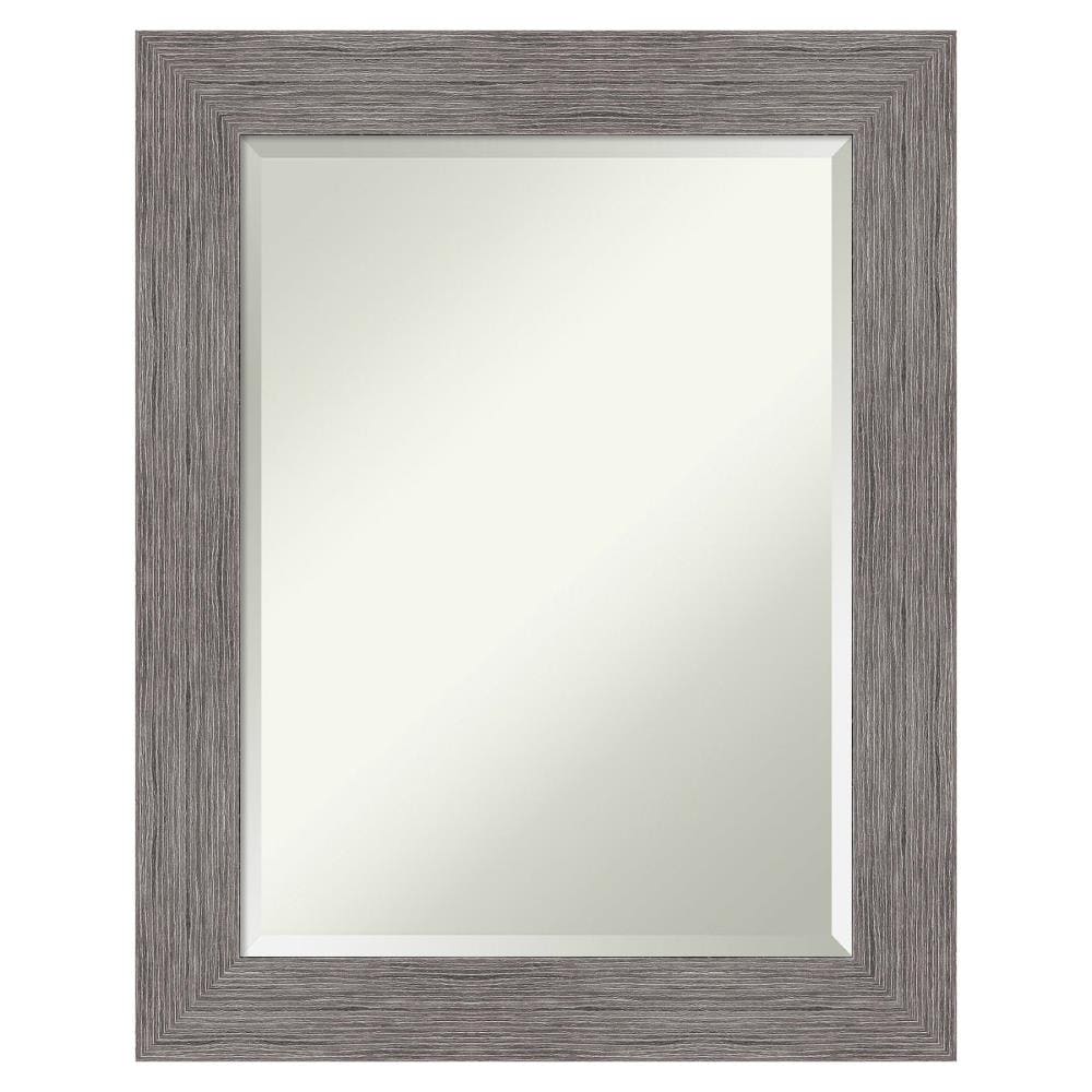 Amanti Art DSW4960825 Pinstripe 23.5-in x 29.5-in Framed Rectangle Bathroom Vanity Mirror ( Distressed Grey )