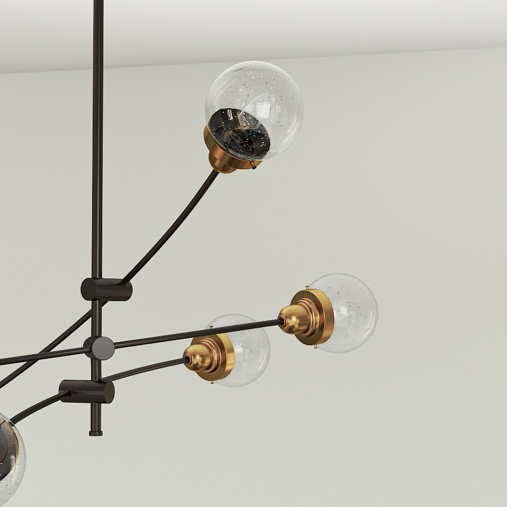 Bronze and Black Adjustable Sputnik Chandelier with Clear Glass Globes