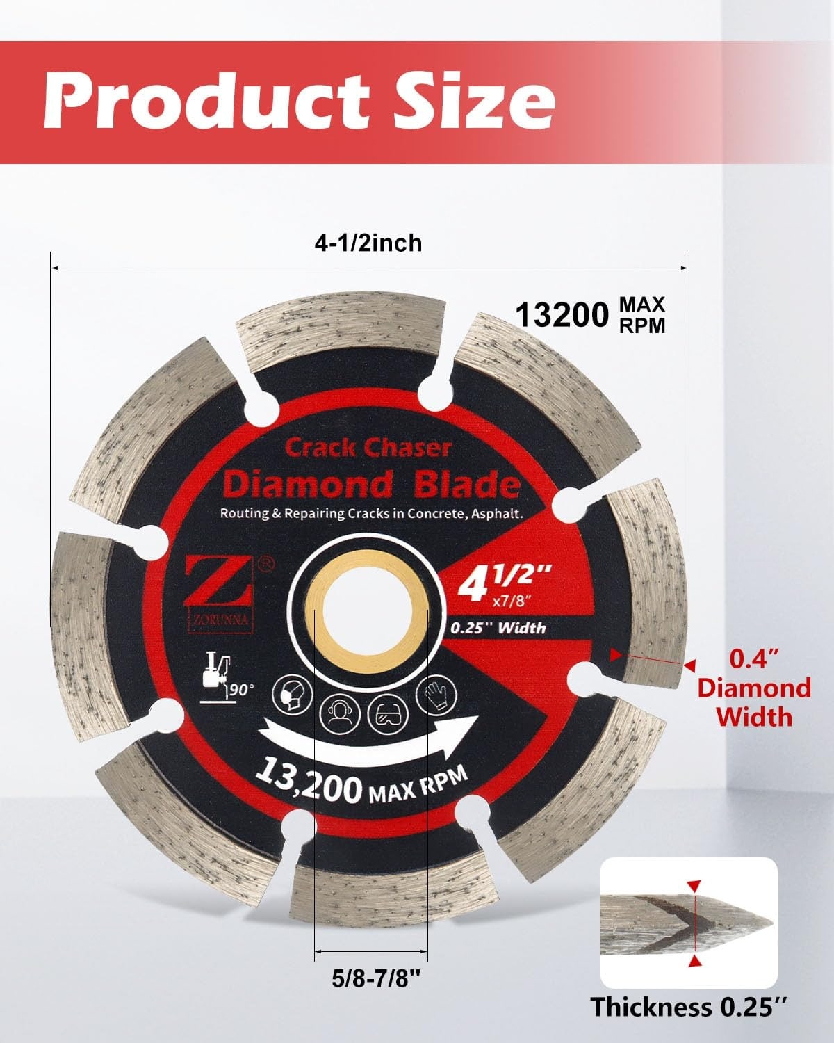 Etokfoks - 4 5 in Diamond Crack Chaser Blade for Concrete and Asphalt Repair 7 8 in Arbor 1 4 in...