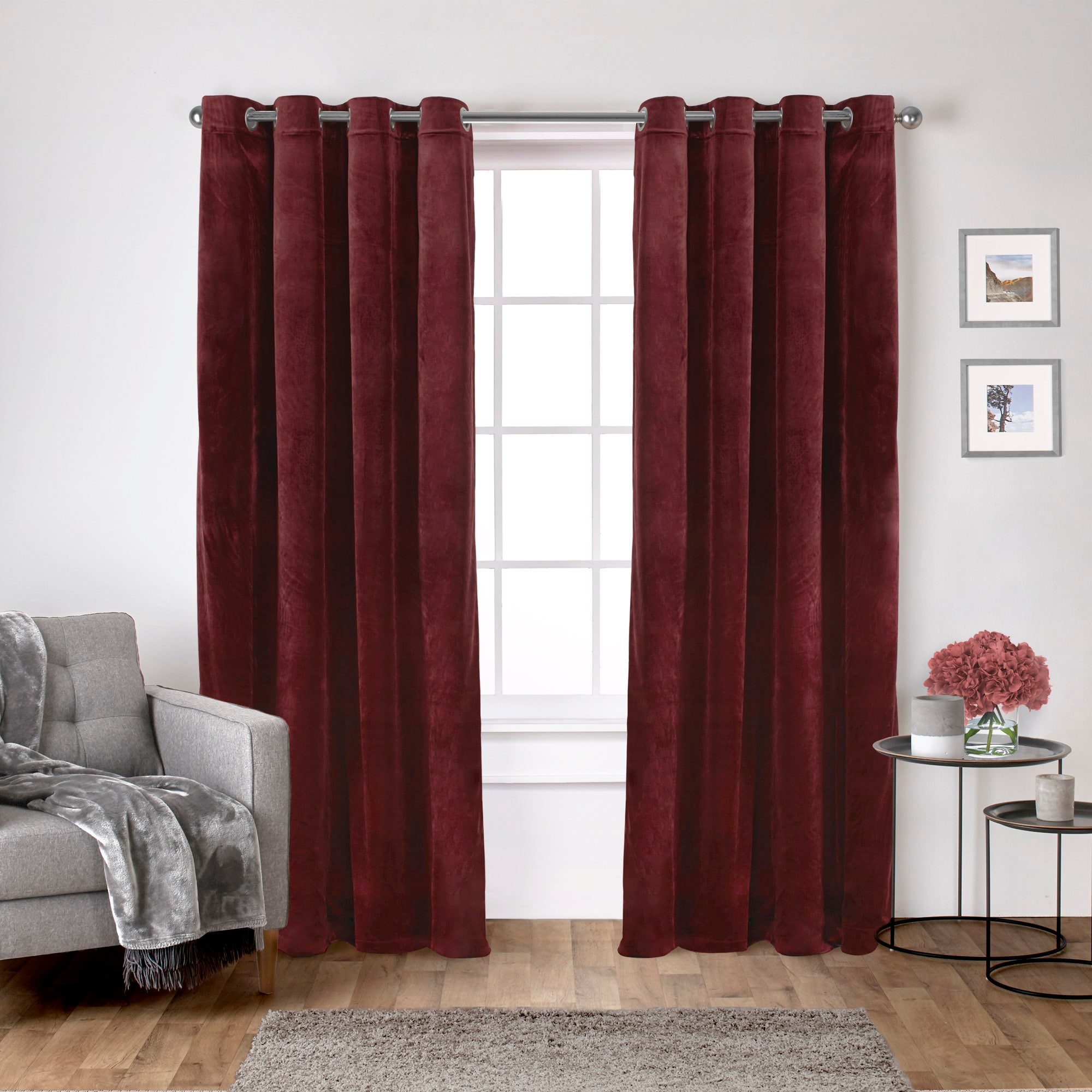Exclusive Home EH8196-06 2-108G 108-Inches Burgundy Light filtering Grommet Curtain panel pair