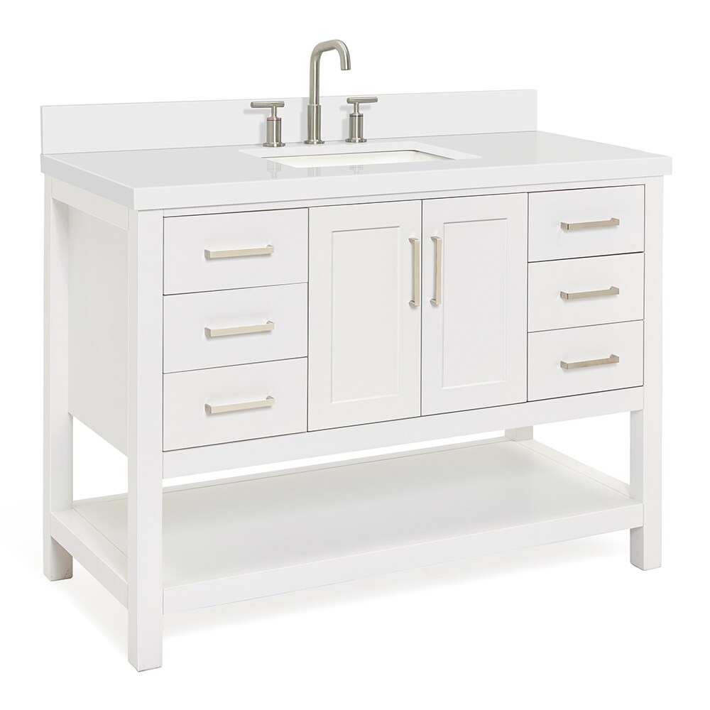 ARIEL Magnolia 49-in White Undermount Single Sink Bathroom Vanity with ...