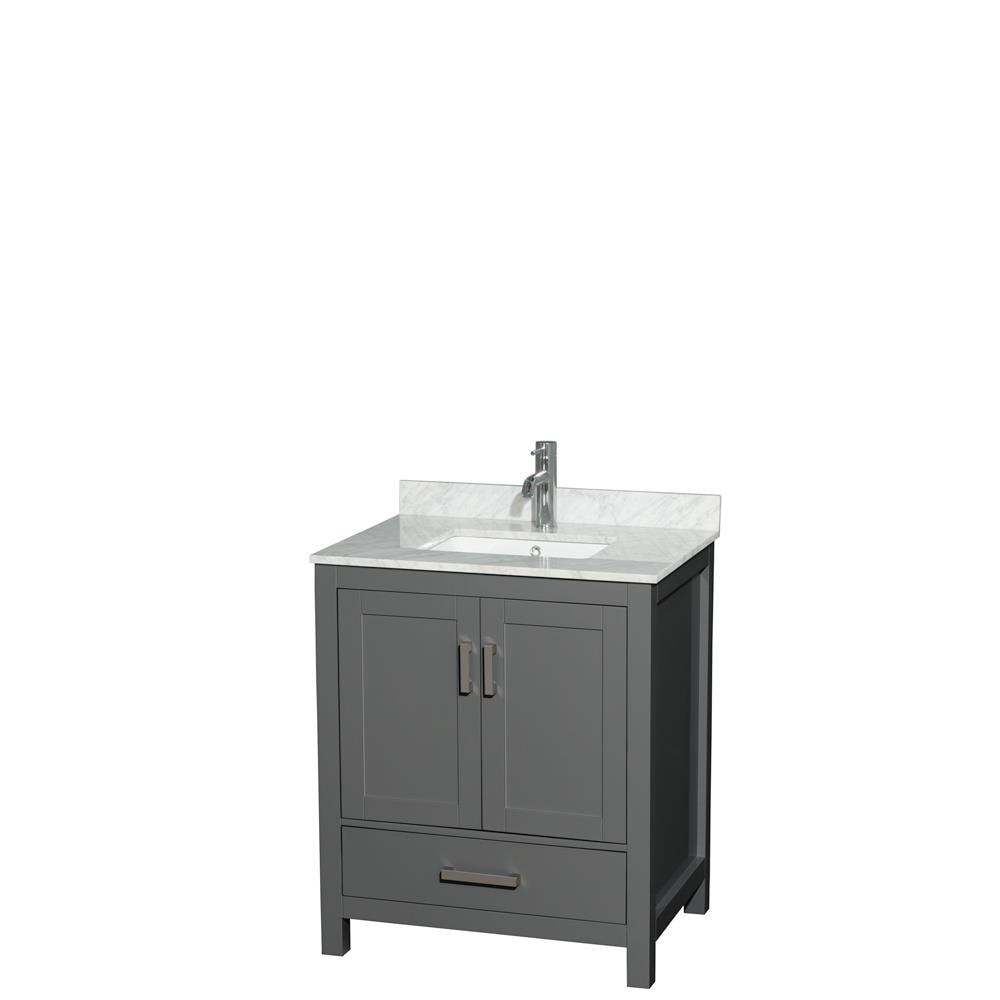 Sheffield 30" Dark Gray Solid Wood Bathroom Vanity with Marble Top