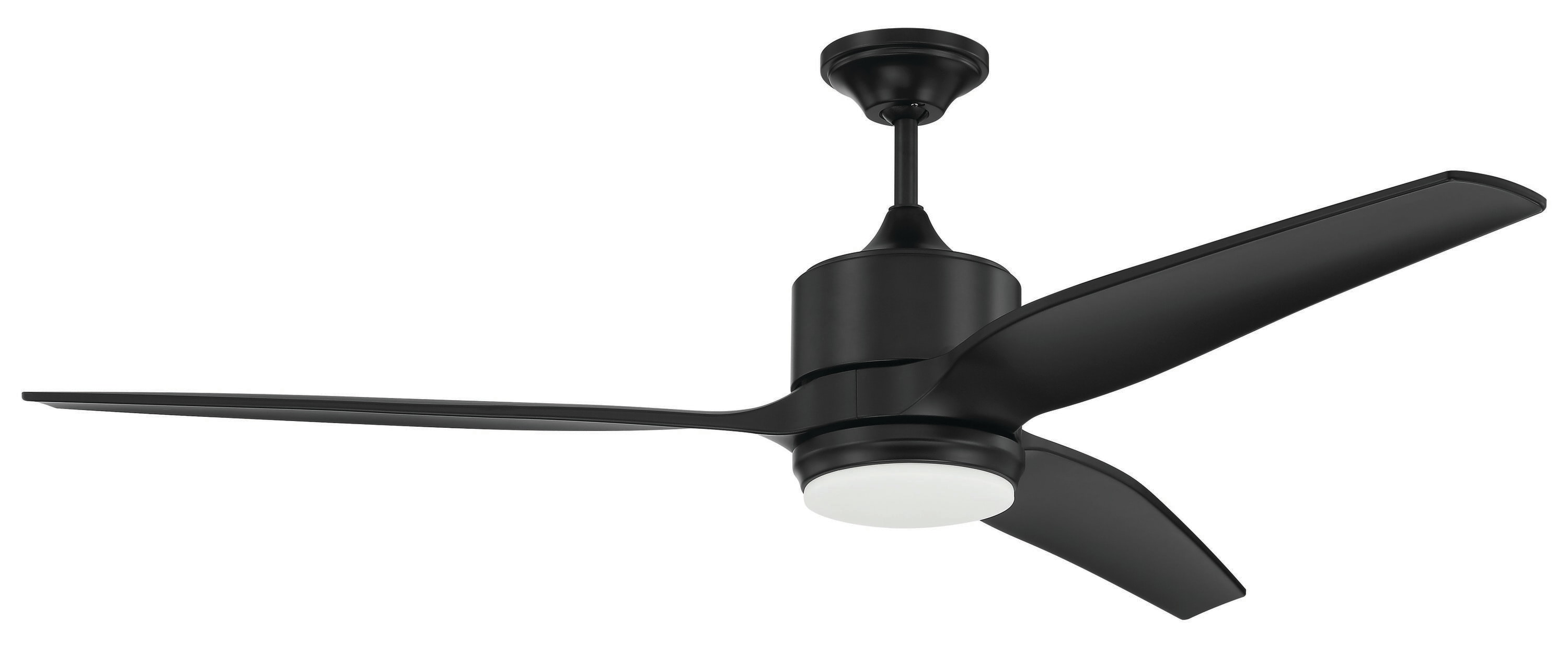 Craftmade MOB60FB3 Mobi 60-in Integrated LED Outdoor Flat Black with Flat Black Blades Ceiling Fan With Light - Remote Included ( 3 -Blade )