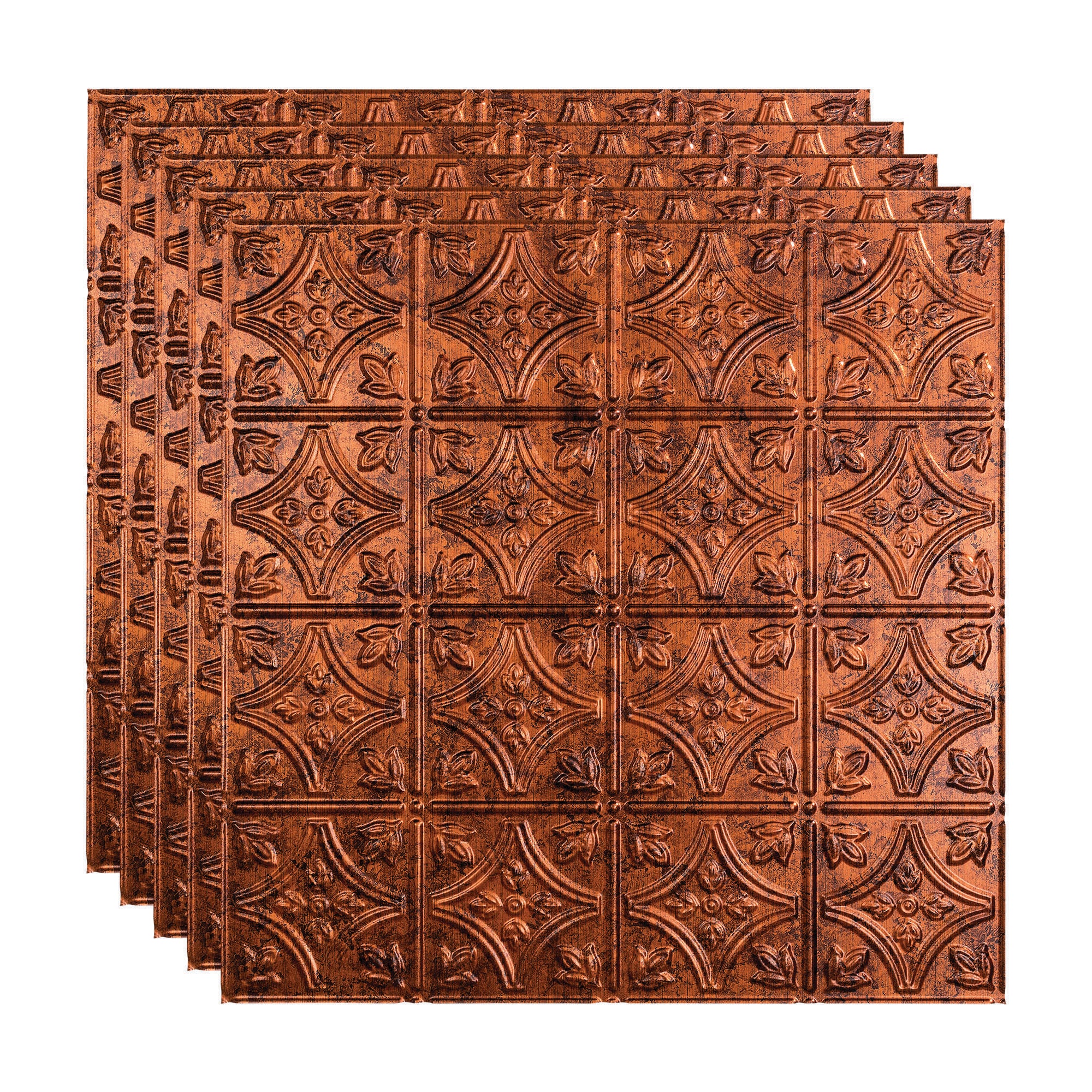 Fasade PL5018 2-ft x 2-ft Traditional 1 Moonstone Copper PVC Drop Ceiling Tile ( 5 -Pack, 20-Sq. Feet / Case )