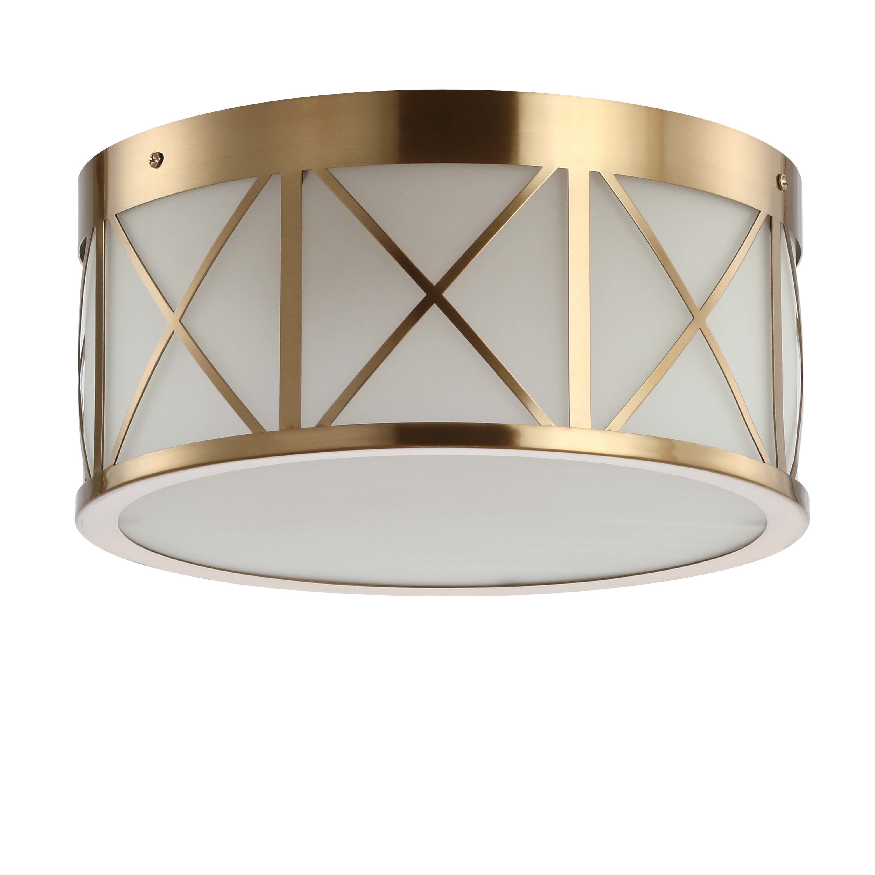Cadence 13" Brass Gold Modern Drum Flush Mount with LED