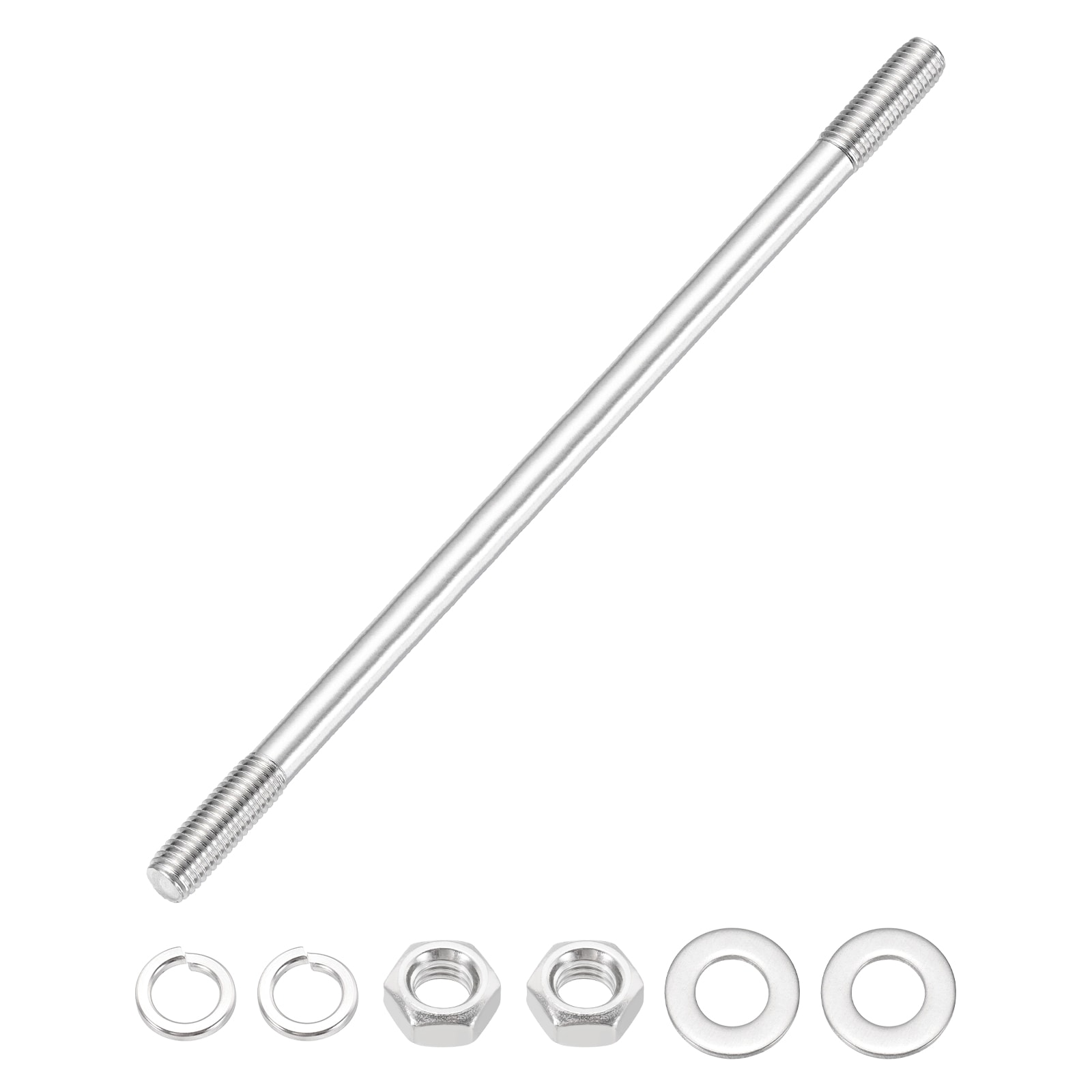 Unique Bargains 1Set M10x220mm Double Ended Stud Screws 304 Stainless Steel Dual Threaded Rod Bar Bolts Studs with Nut Washer for House Maintenance Structural Anchoring Fastening Screw #S26041000UX6472