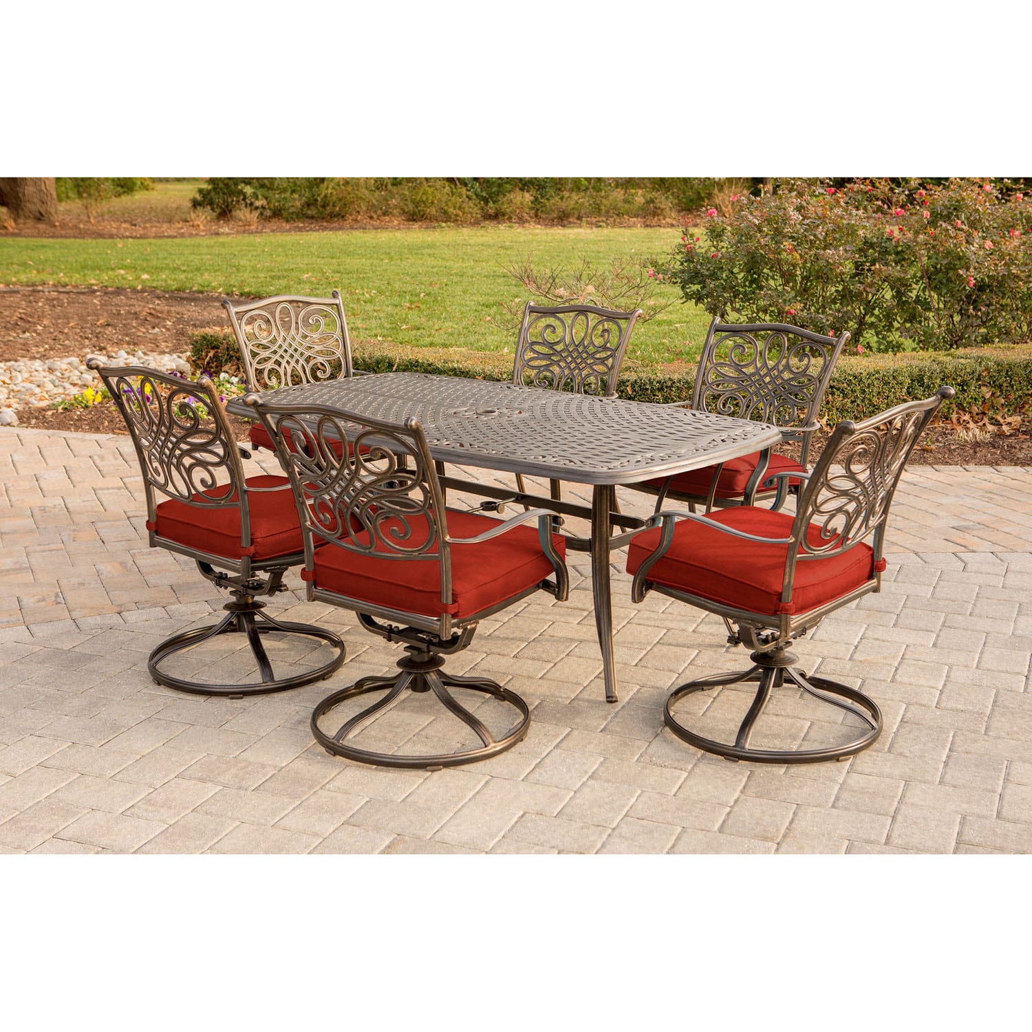 Hanover TRADDN7PCSW6-RED Patio-Dining-Sets - View #11