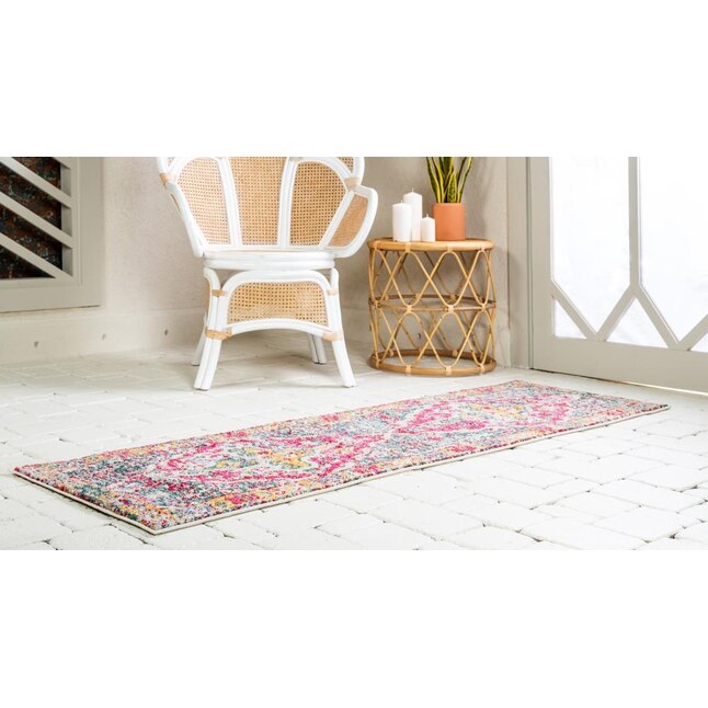 Unique Loom Haring Vita 3 x 10 Multi/Ivory Indoor Medallion Oriental Runner Unique Loom Haring Vita 3 x 10 Multi/Ivory Indoor Medallion Oriental Runner