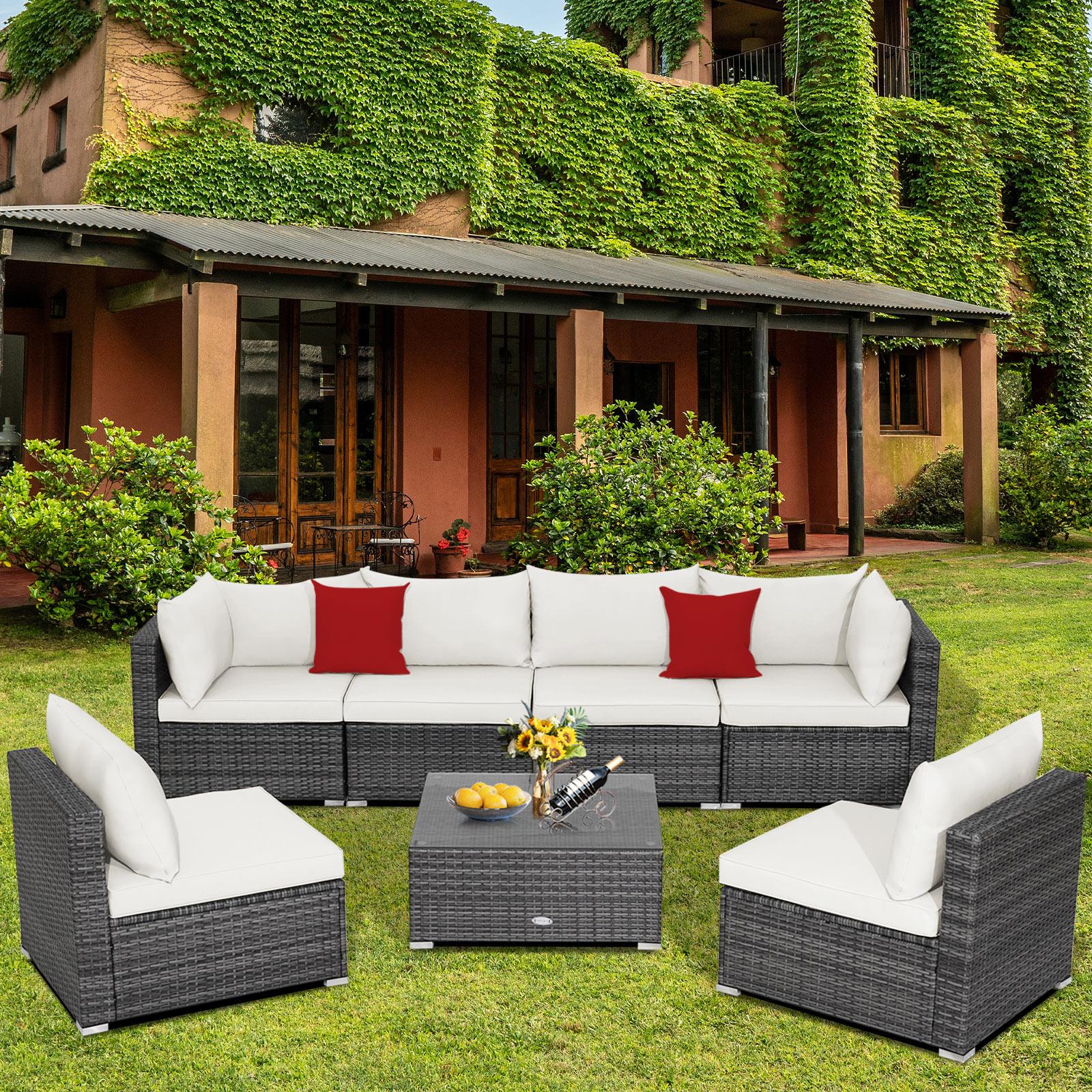 BABOOM Outdoor Furniture Sofa Set 7-Piece Rattan Patio Conversation Set ...