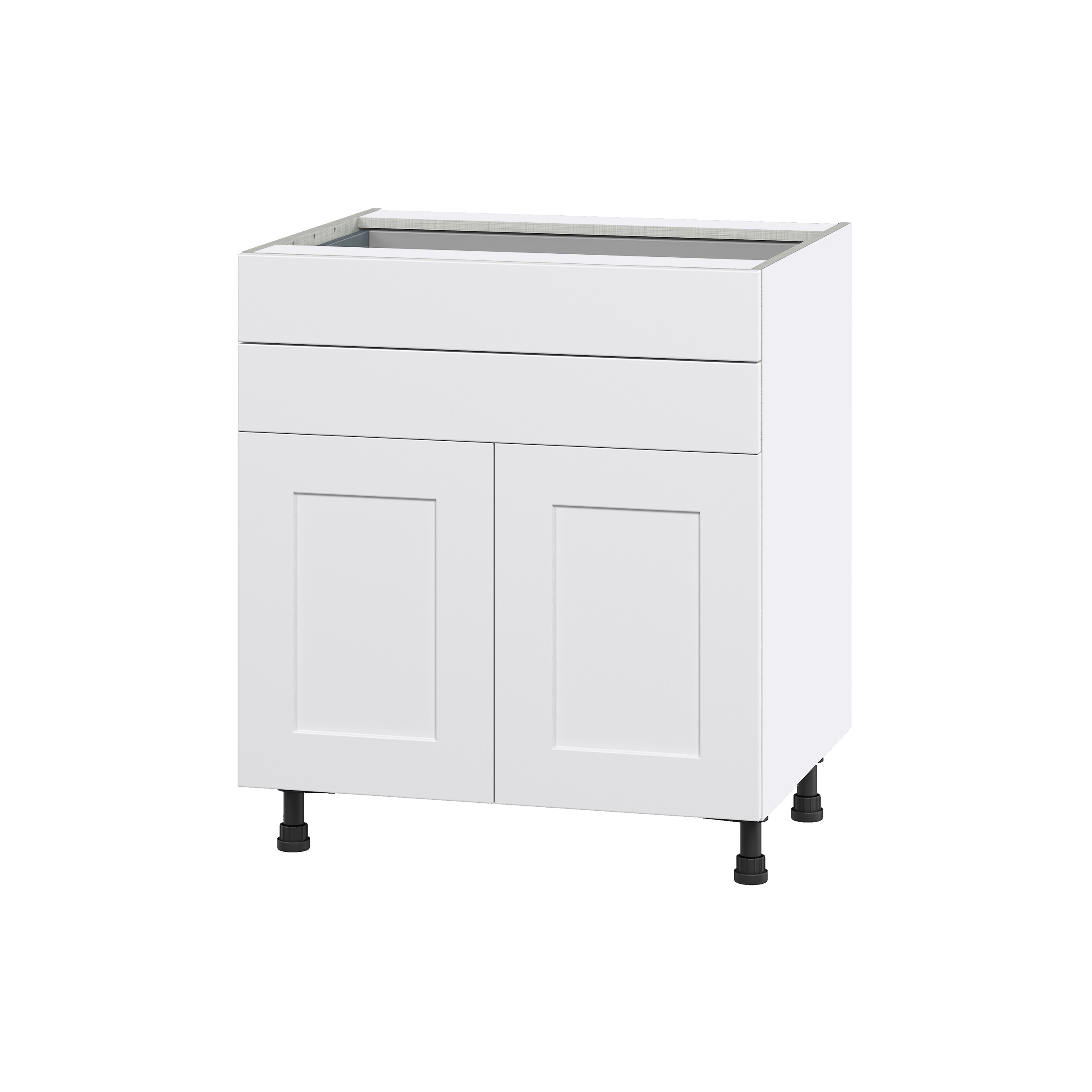 Hugo&Borg Jolie 30-in W x 34.5-in H x 24-in D Warm White 2-Drawers Base Fully Assembled Cabinet (Flat Panel Shaker Style)
