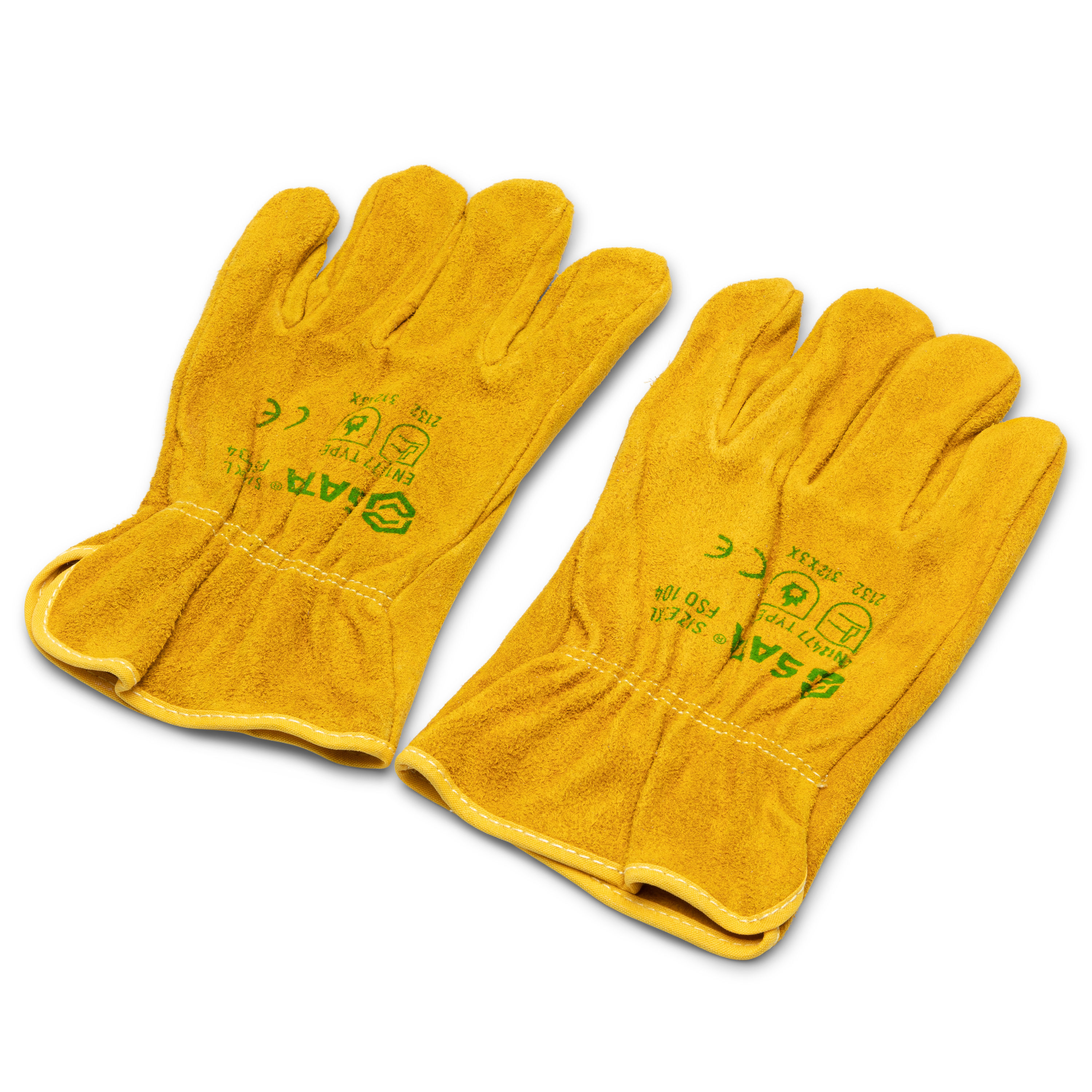 VGO 1 Pair Unlined Safety Cow Grain Leather Work Gloves Men, Construct