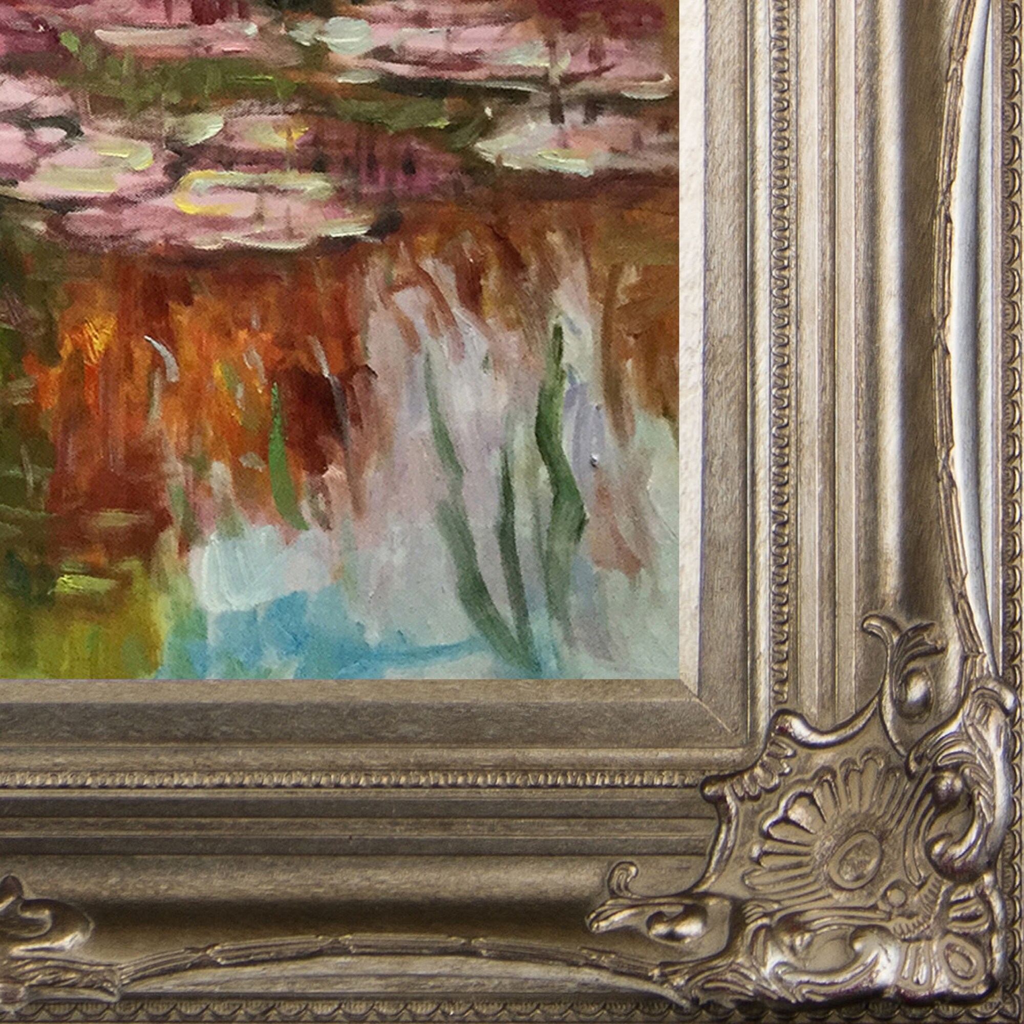 La Pastiche Water Lilies Claude Monet Dark Champagne Wood Framed 30-in ...